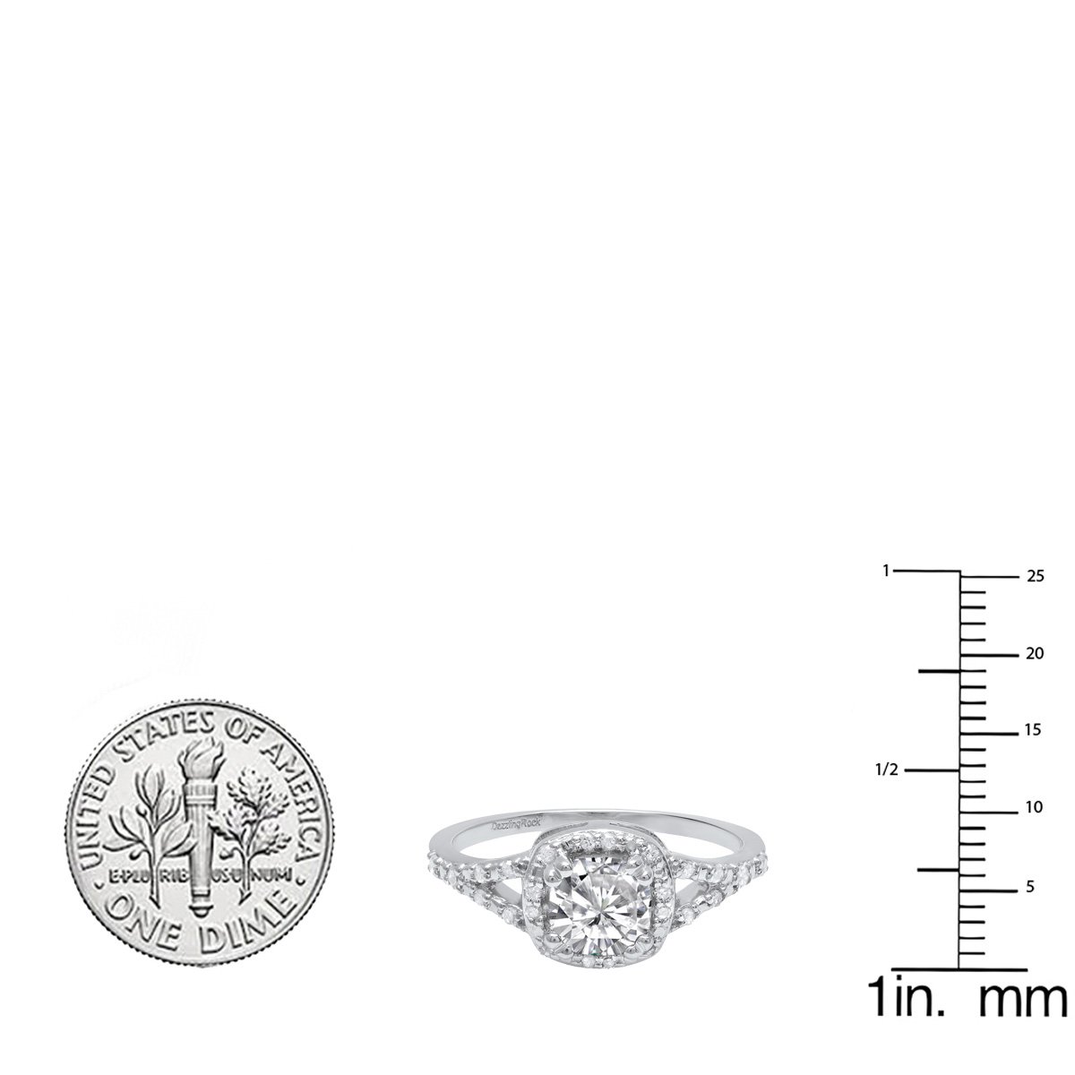 Dazzlingrock 6mm Cushion Cut Lab-Created Gemstone & White Diamond Sterling Silver Engagement Ring for Women - Perfect for Proposals, Anniversaries & Special Occasions