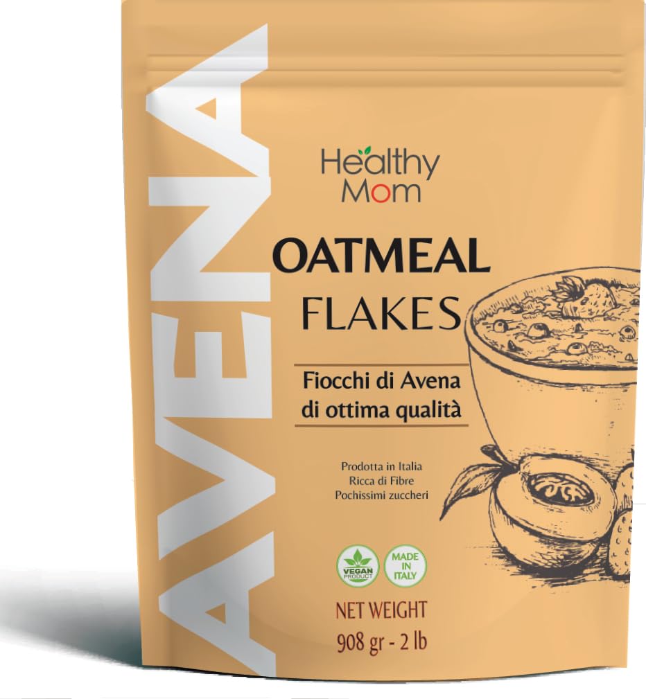 Healthy Mom Fine Oat Flakes - 908g (32oz) Sugar-Free Rolled Oats - High Fiber Breakfast Cereal for Weight Loss & Heart Health - Perfect for Smoothie Bowls, Baking & Healthy Snacks