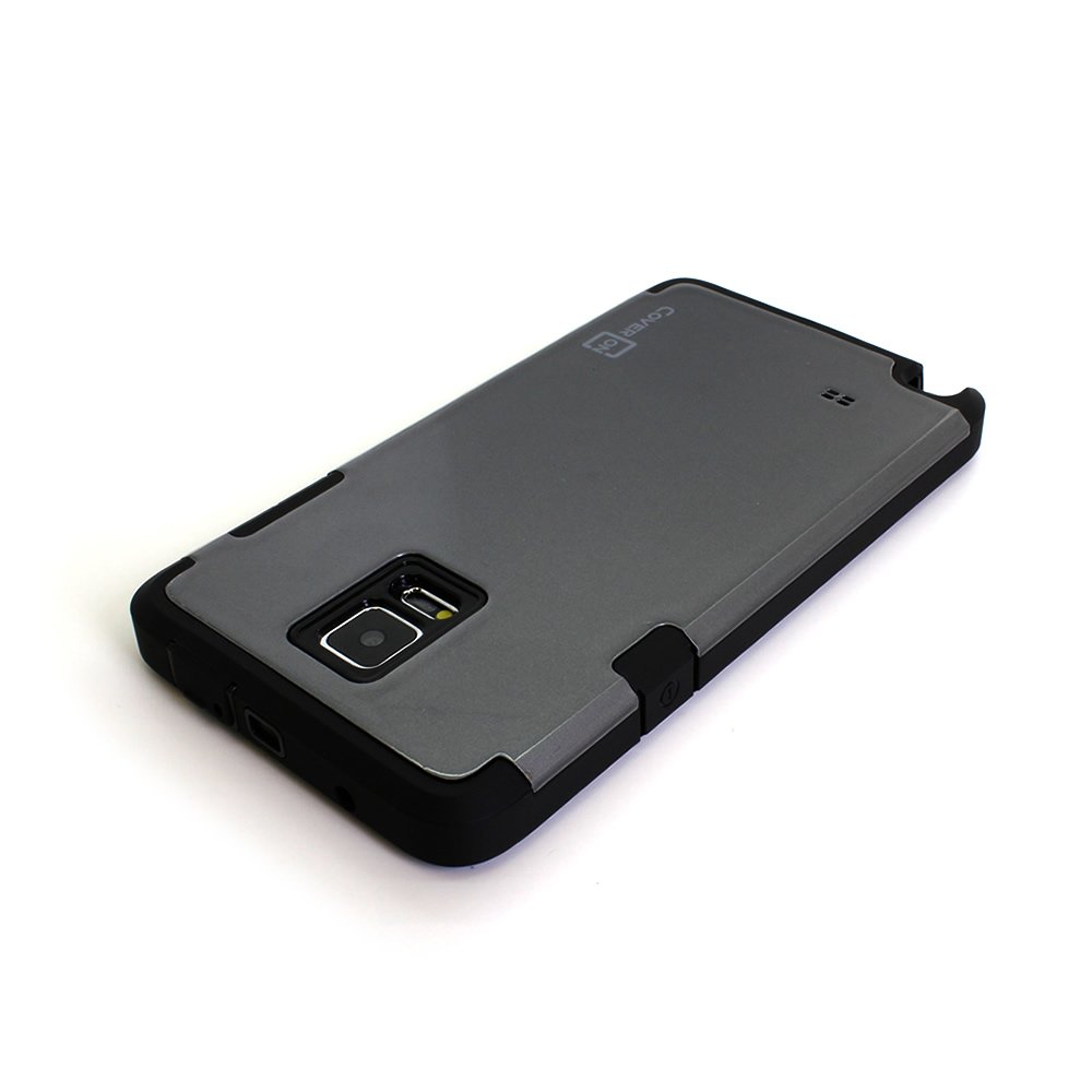 Samsung Galaxy Note 4 Tough Case with Screen Protector - Black & Gray for Heavy Duty Protection