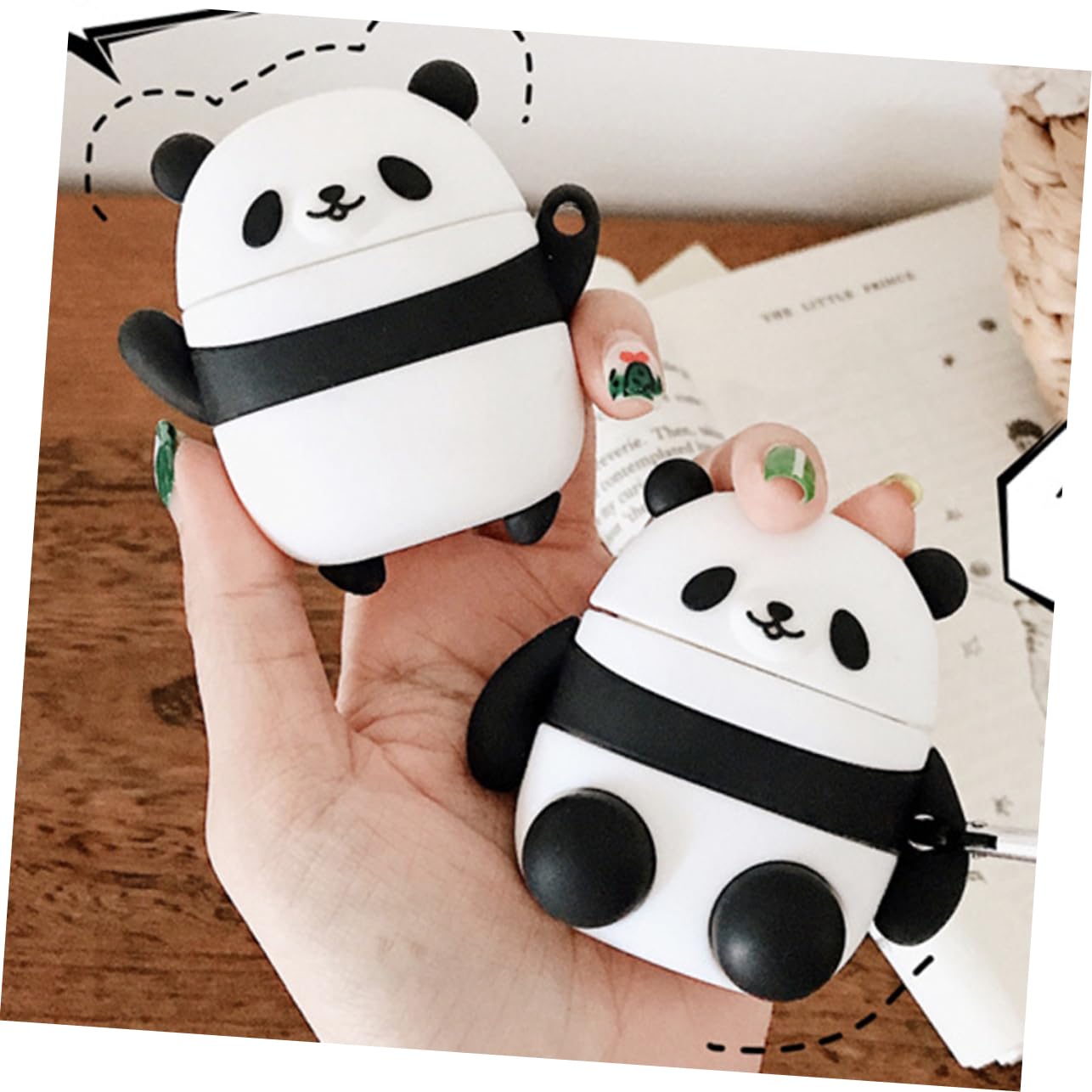 HOMSFOU 2 Pack Panda-Shaped Silicone Earphone Protective Case - Durable Headset Storage Pouch for AirPods, Earbuds | Perfect for Travel, Gym & Daily Use