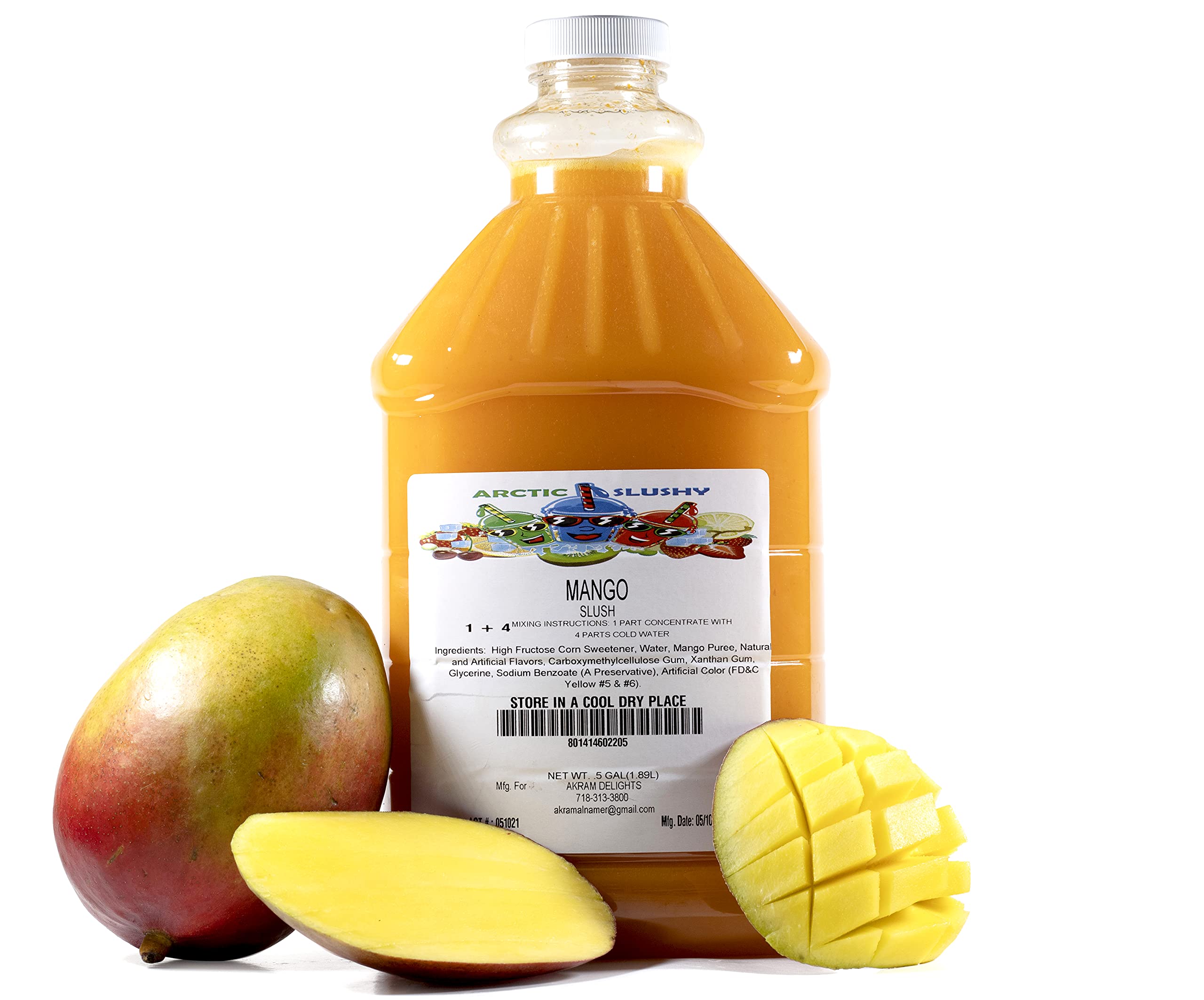 Arctic Slushy Frozen Slushie Syrup Mix - Mango Flavor for Ice Drink Machines & Blenders - DIY & Commercial Use - Makes 40 Cups (Half Gallon) - Perfect for Parties, Summer Treats & Frozen Beverage Business