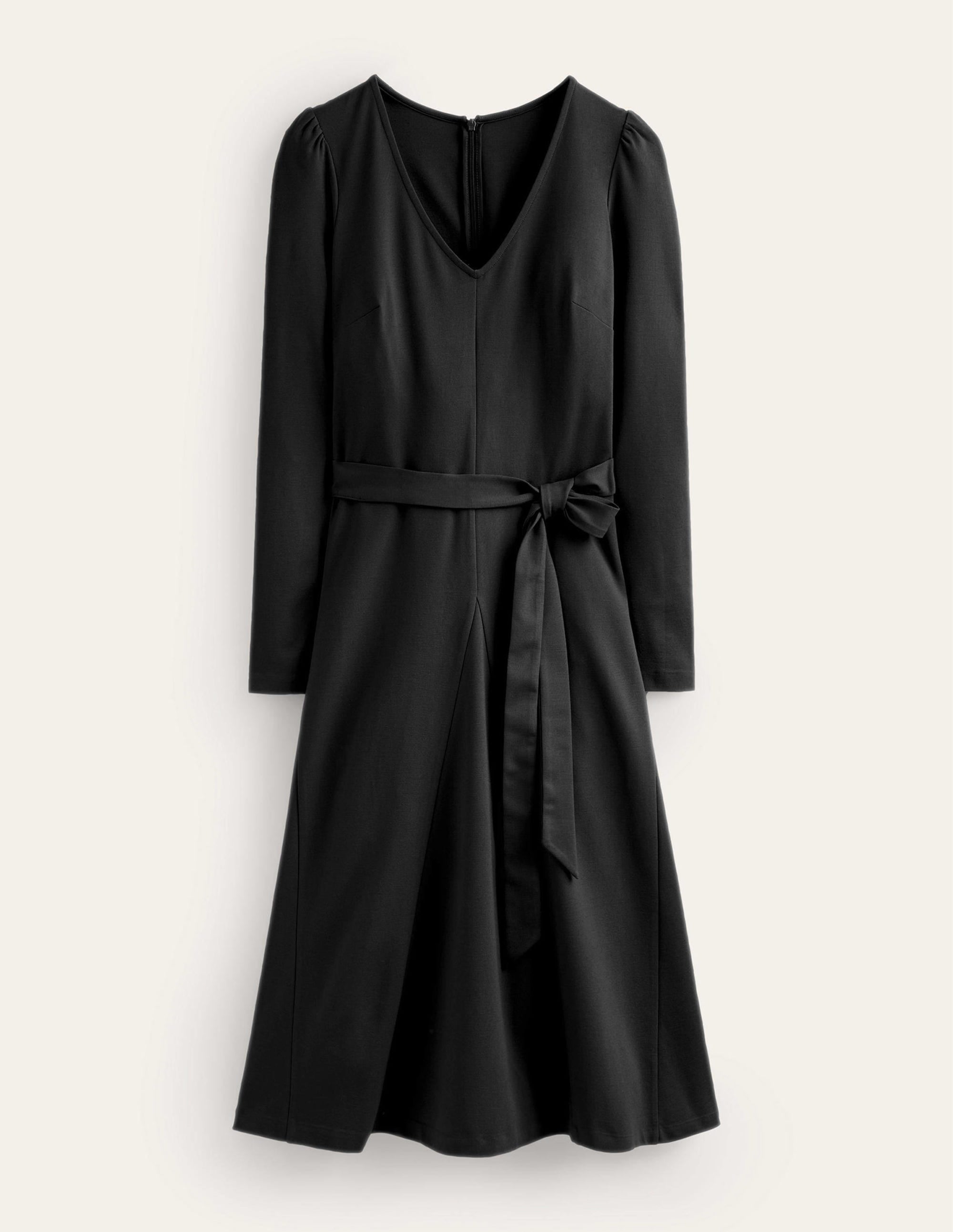 Bella Ponte V-Neck Midi Dress for Women - Elegant Black Stretch Knit Dress for Work, Party & Special Occasions