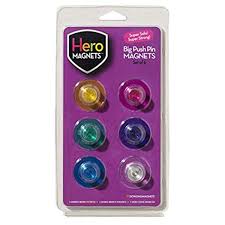 6-Pack Large Push Pin Magnets - Strong Refrigerator Magnets for Office, Home & School Organization