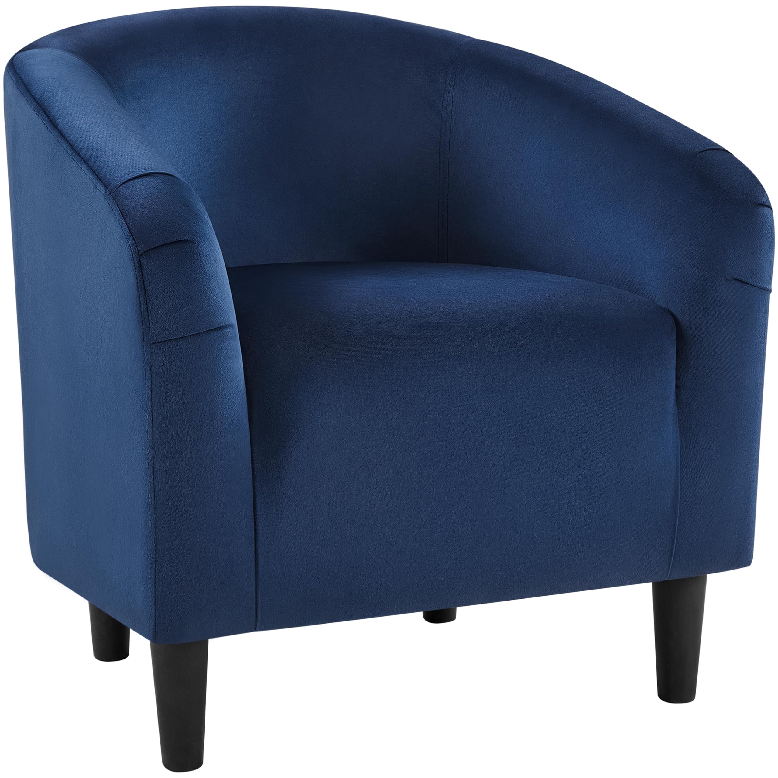 Yaheetech Velvet Club Chair - Modern Tufted Accent Armchair with Solid Wood Legs, Upholstered Barrel Chair for Living Room, Bedroom, Study or Office Waiting Area - Navy Blue Velvet Lounge Chair for Reading Nook, Conversation Seating or Cozy Home Decor