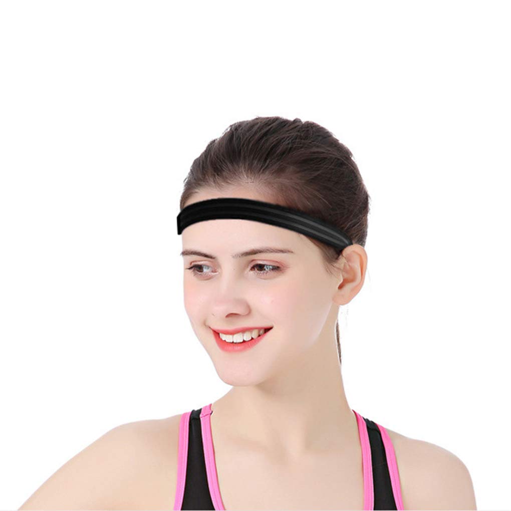 Non-Slip Elastic Sports Headband for Women & Men - Soft Slim Absorbent Sweatband with Silicone Grip - Workout, Fitness, Running, Yoga, Tennis, Basketball, Gym & Dance Accessories - Stay Secure During Intense Exercise & Active Lifestyles