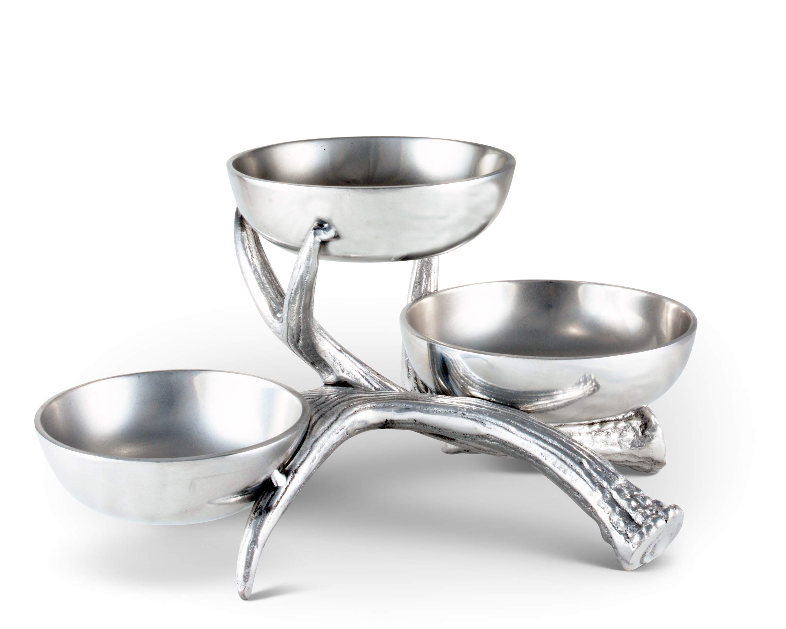 Arthur Court Designs Aluminum Antler Tiered 3-Bowl Serving Set - 14