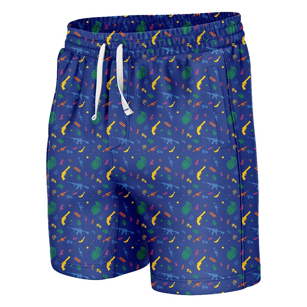 Vintage Style Guns Print Swim Trunks for Men - Retro Beach Shorts for Swimming, Surfing, and Summer Vacations
