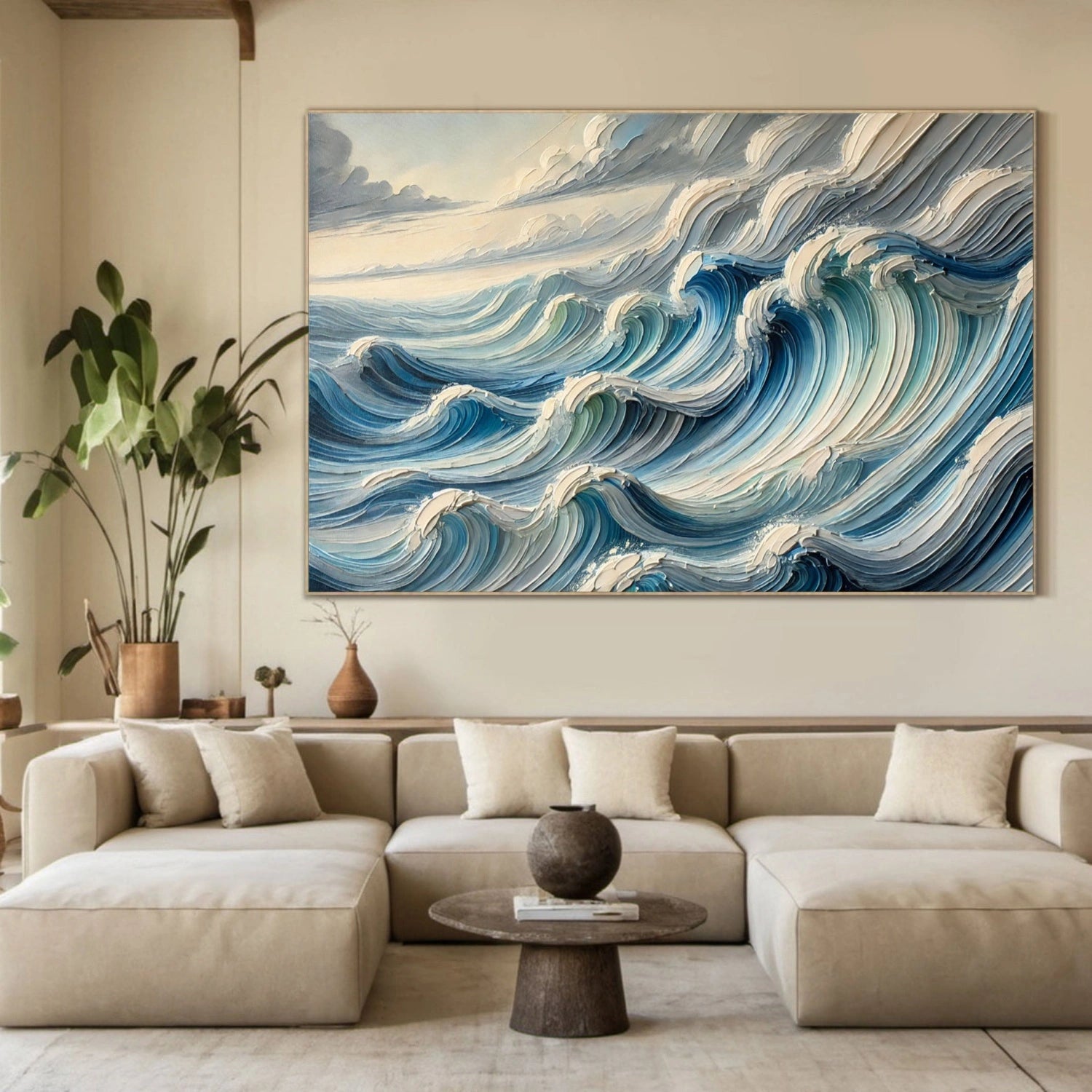 Ocean and Sky Painting #OS 232 - Handmade Canvas Wall Art for Home & Office Decor - Perfect for Living Room, Bedroom or Gift
