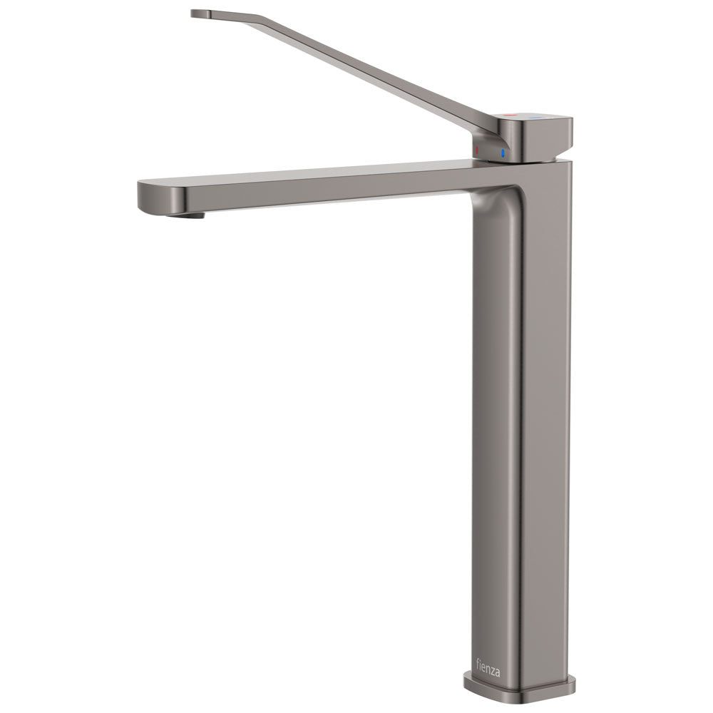 Fienza 233107DGM Tono Care Tall Basin Mixer Faucet in Gunmetal Finish - Modern Bathroom Sink Faucet for Vanity, Powder Room & Guest Bathroom