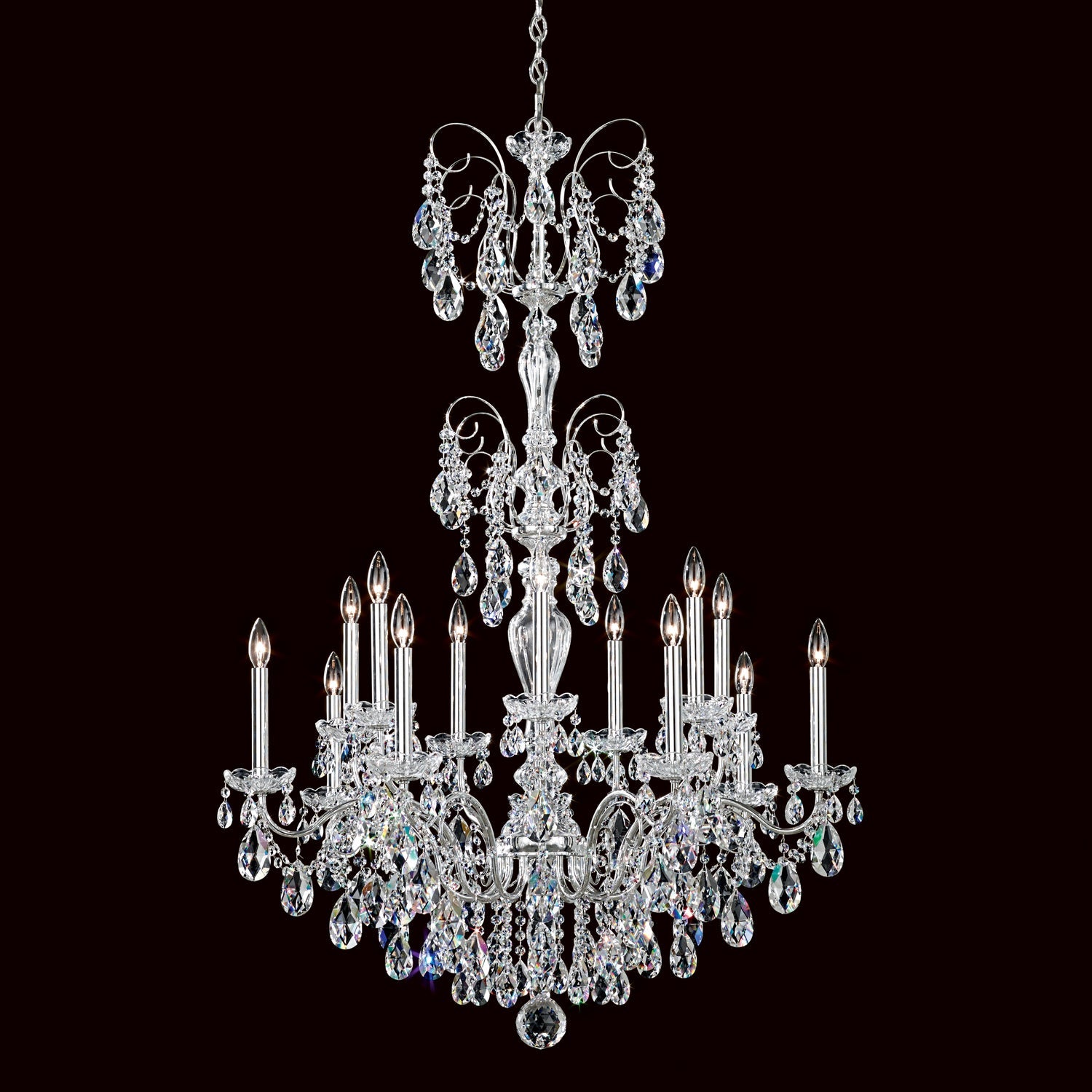 14-Light Crystal Chandelier for Dining Room - Modern Elegant Ceiling Light Fixture with LED Bulbs for Home Decor, Wedding, Restaurant & Hotel Lighting
