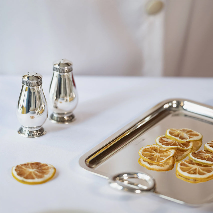 Christofle Malmaison Silver Plated Salt and Pepper Shakers Set - Elegant Dining Table Condiment Dispenser for Home & Restaurant Use