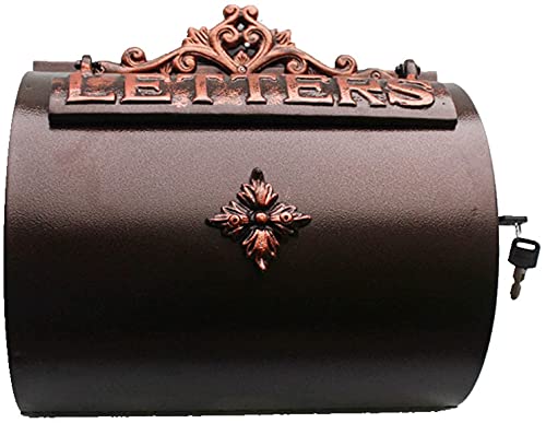 Wall Mount Mailbox Outdoor - Locking Cast Aluminum Mailbox with Key, Antique Copper Finish, 13×5×12.8 Inches - Weatherproof & Durable for Homes, Apartments & Offices