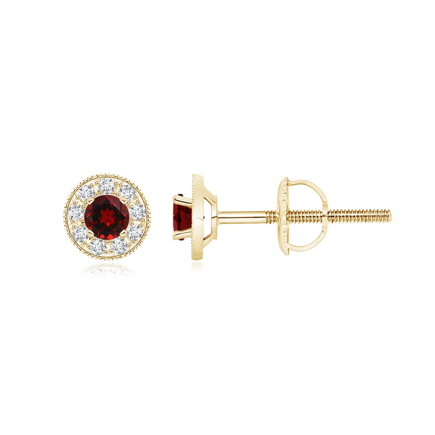 ANGARA Natural Garnet Halo Earrings for Women & Girls in 14K Solid Gold/Platinum | January Birthstone Jewelry Gift for Her | Birthday, Wedding & Anniversary Gifts | Perfect for Everyday Wear, Date Nights & Special Occasions