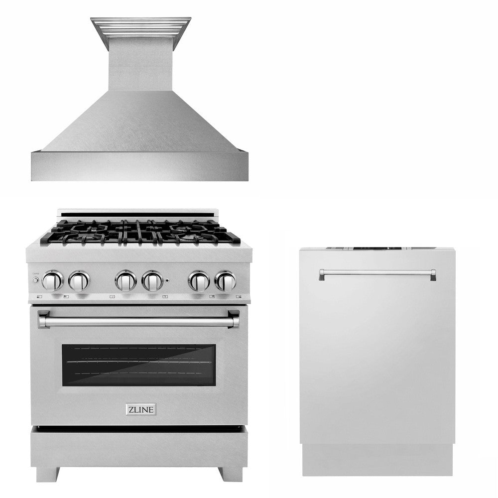 ZLINE 36-Inch Professional Kitchen Package - Stainless Steel Dual Fuel Range, Ducted Range Hood & Dishwasher Set for Modern Home Cooking & Entertaining