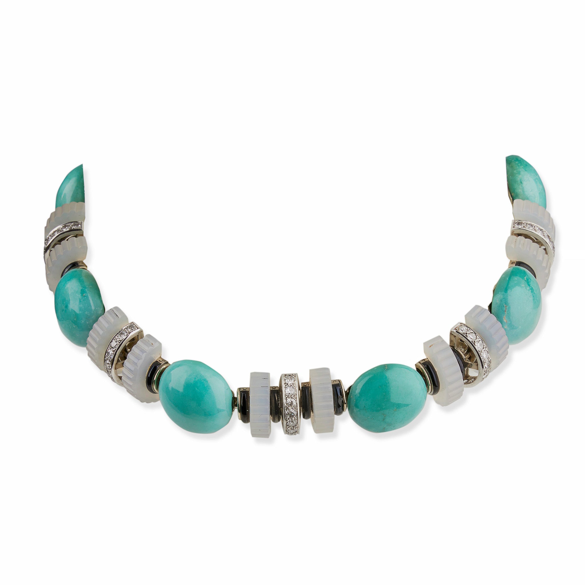 Mauboussin Turquoise, Chalcedony & Diamond Necklace for Women | Elegant Jewelry Gift for Anniversary, Wedding & Special Occasions