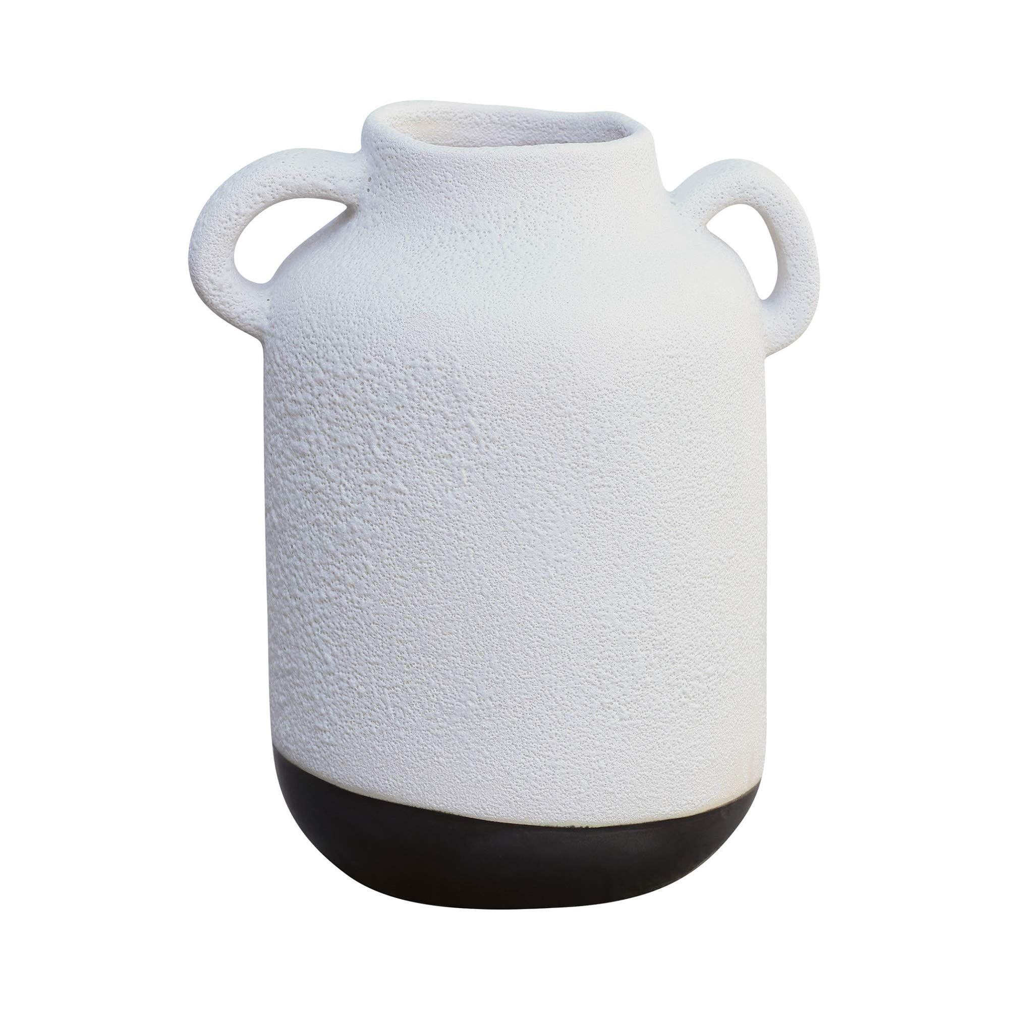 Elk Home Usagi Vase - White Porous Ceramic & Matte Black Metallic Finish - Modern Home Decor for Living Room, Bedroom, or Office Centerpiece