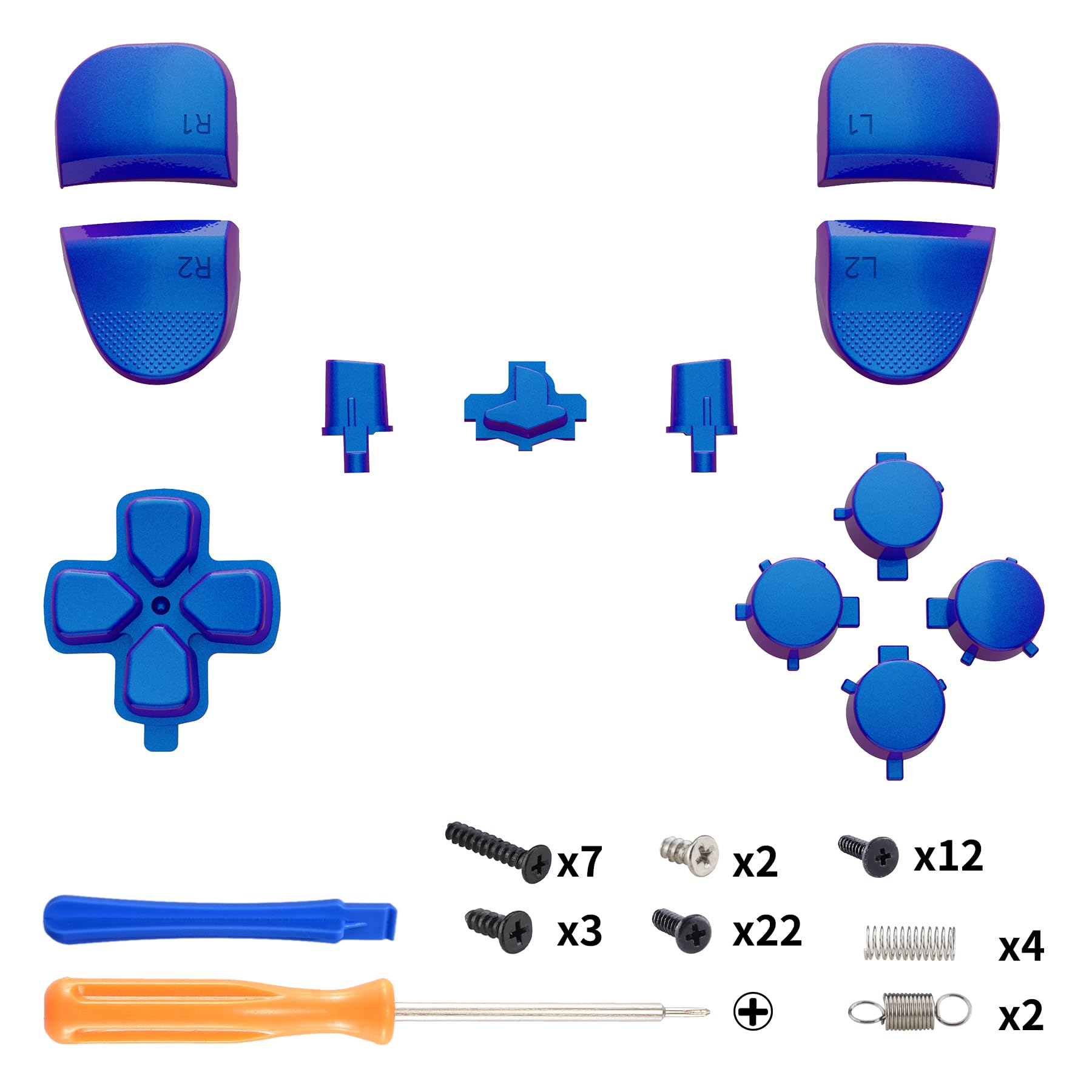 eXtremeRate Replacement Buttons for PS5 Edge Controller - D-Pad, Triggers (R1 L1 R2 L2), Share & Option Buttons - Chameleon Purple Blue | Compatible with PS5 Edge Joystick (Controller Not Included) | Perfect for Gaming, Custom Mods & Controller Repair