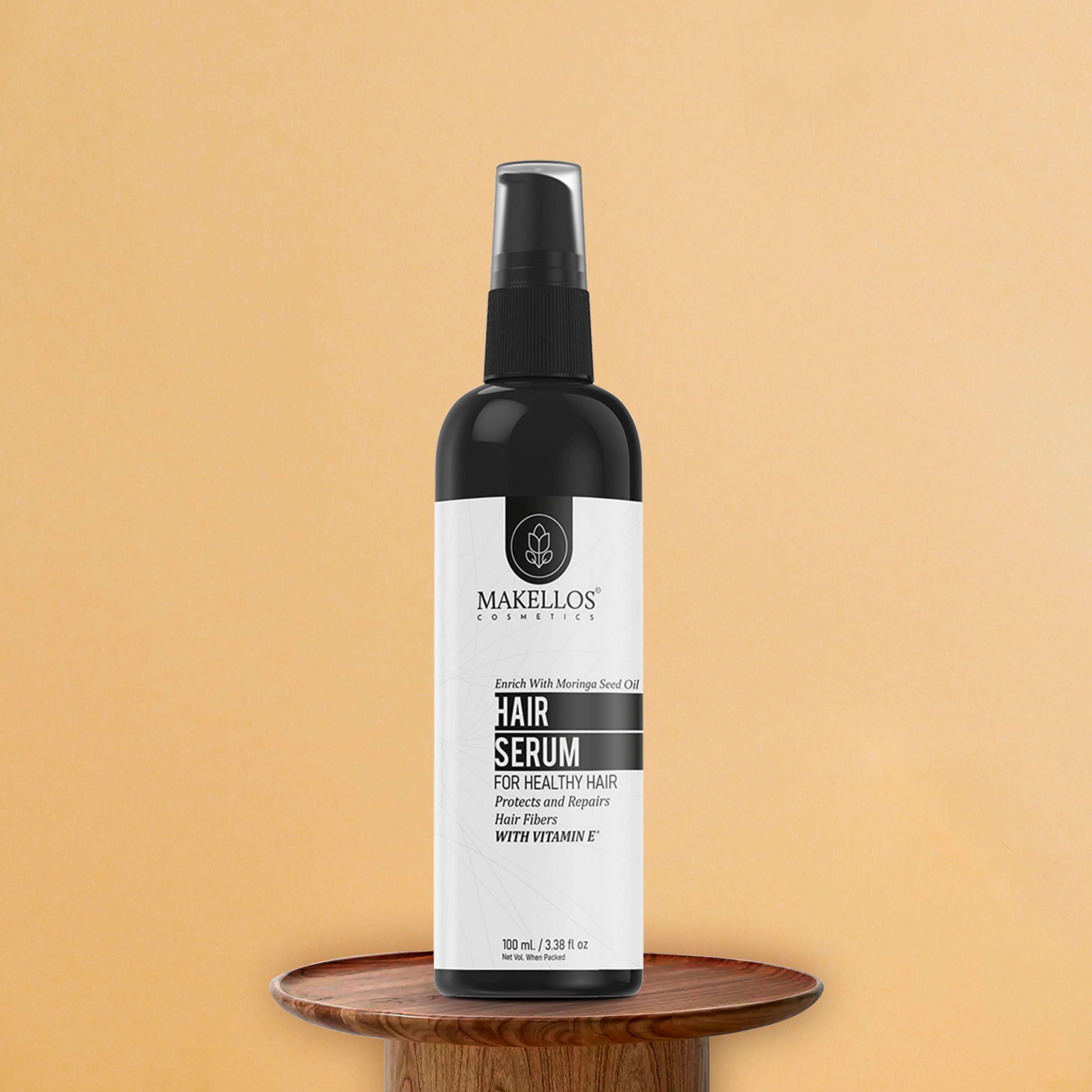 MAKELLOS Hair Repair Serum for Dry & Damaged Hair - Moringa Seed Oil & Vitamin E Treatment for Frizz Control, Hair Growth & Shine (100ml) | Best for Daily Use, Salon Results at Home