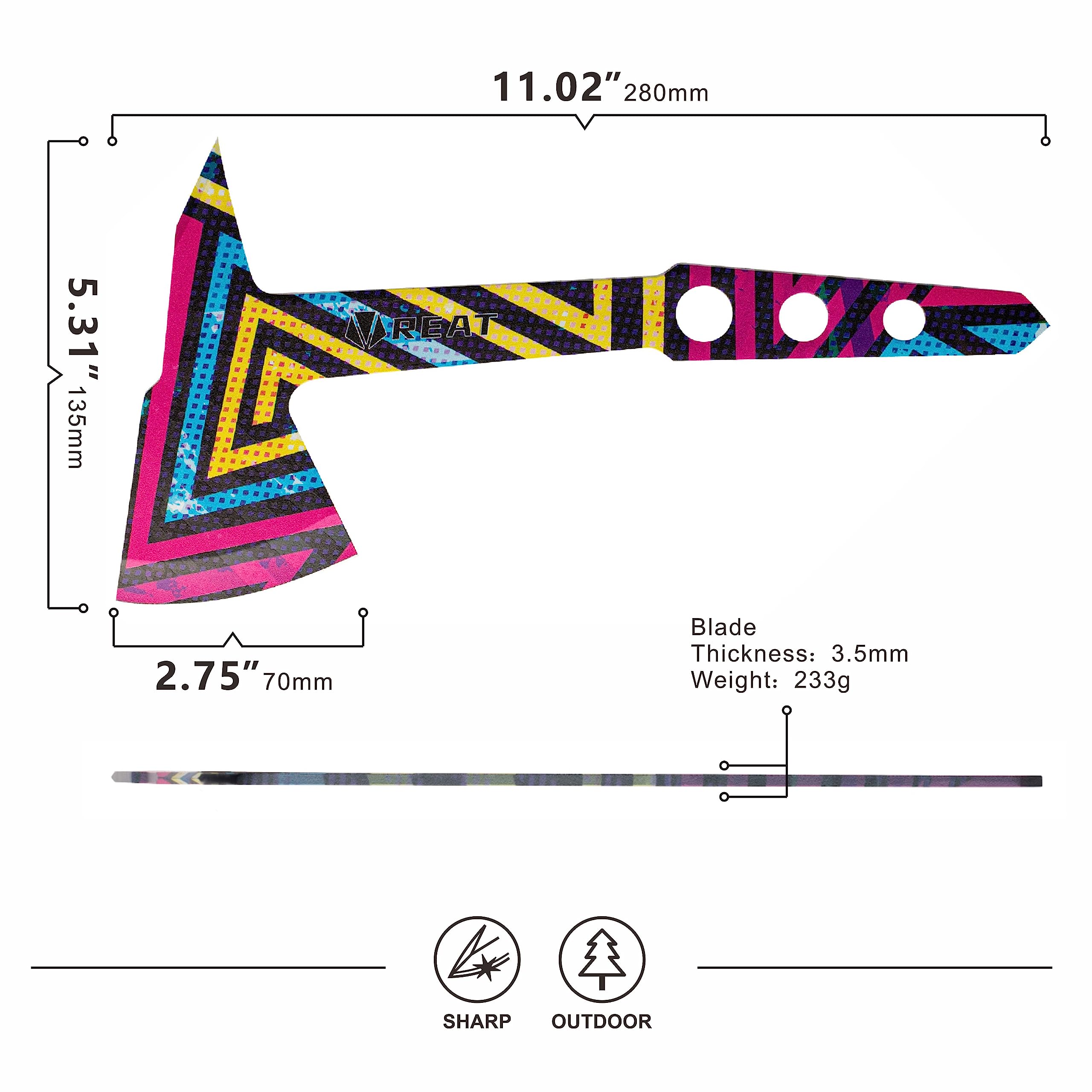 REAT Throwing Axe 3 Pack with Sheath - 10.5