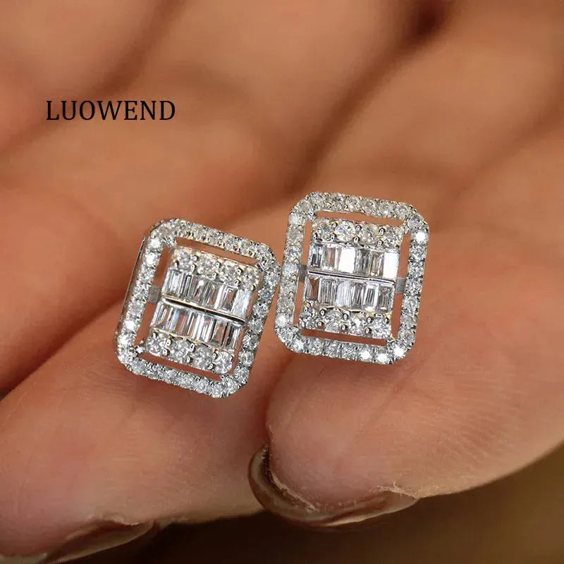 18K White Gold Geometric Diamond Stud Earrings for Women - 0.50 Carat Natural Diamond Earrings | Elegant Party Jewelry & Wedding Gift | Perfect for Anniversary, Date Night and Special Occasions