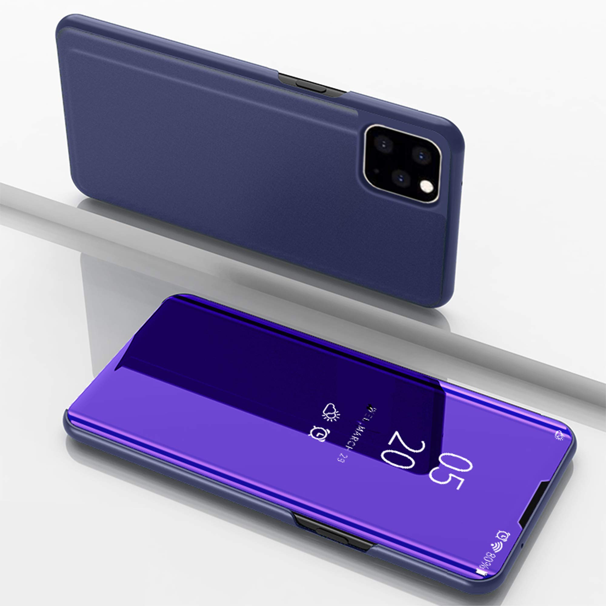 Miagon Mirror Stand Case for iPhone 12 Mini - Clear Mirror Effect, PU Leather Wallet Phone Cover with Kickstand | Perfect for Selfies, Video Calls & Hands-Free Viewing