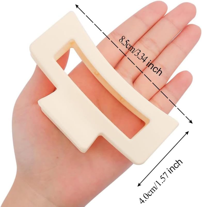 3Pcs Rectangle Hair Claw Clips for Women - Strong Hold Non-Slip Matte Hair Clips (3.3 Inch) - Styling Accessories for Thick to Thin Hair - Perfect for Work, School, and Everyday Hairstyles