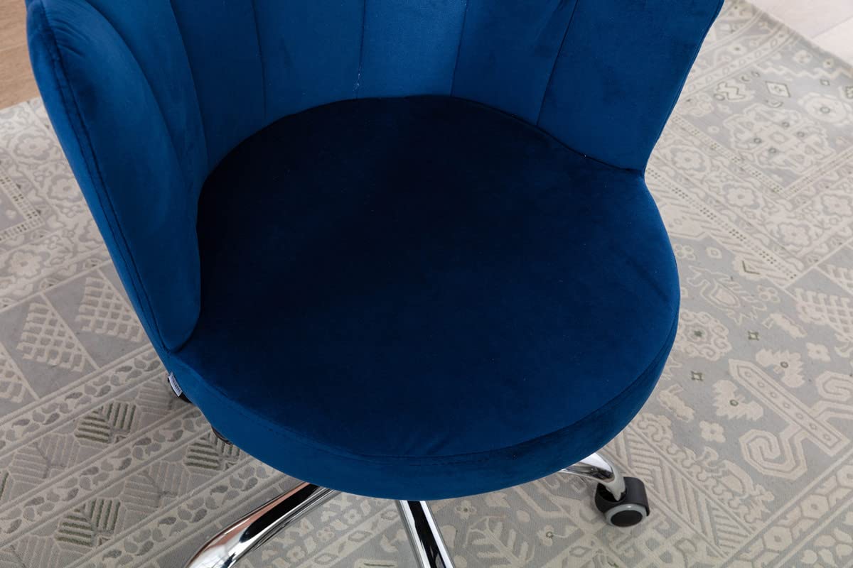 Velvet Home Office Chair - Adjustable Height Modern Desk Chair, Upholstered Swivel Computer Chair with Wheels for Living Room, Bedroom & Makeup Vanity | Ergonomic Workstation Seating for Remote Work & Beauty Routines