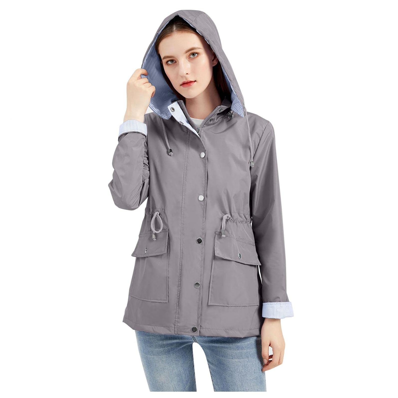 Women's Windproof Hooded Jacket - Long Sleeve Windbreaker Coat with Zipper for Outdoor Activities | Hiking, Running & Casual Wear