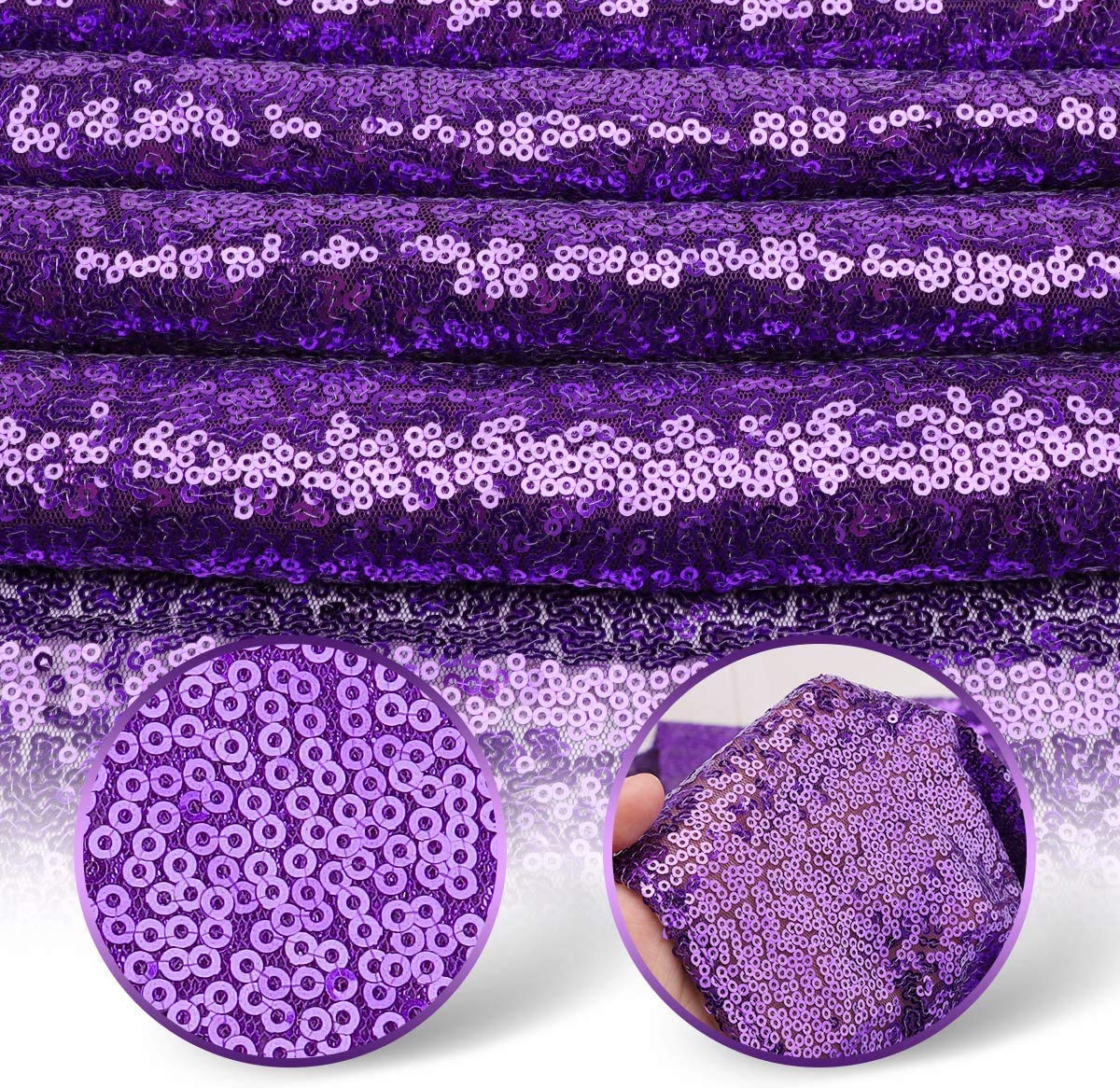 2 Pack Purple Glitter Sequin Table Runners 12x108 Inches - Elegant Fabric Table Decor for Baby Showers, Weddings, Graduation Parties, Birthdays, Mother's Day & Mardi Gras Celebrations - Perfect for Spring Decor & Festive Events