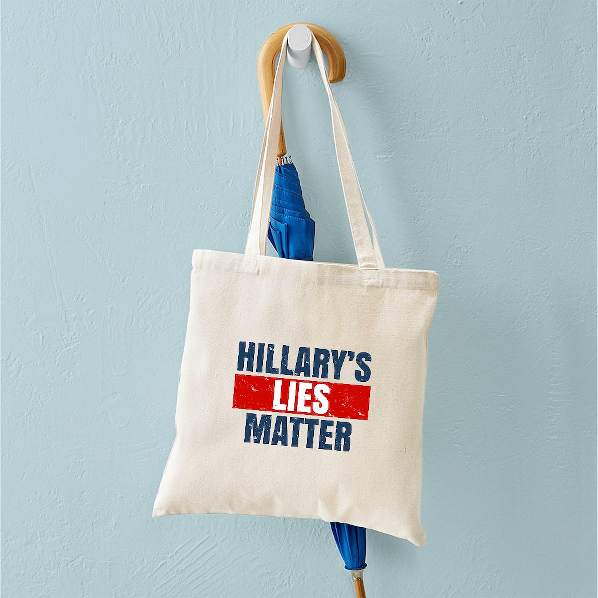 Hillary's Lies Matter Tote Bag - Natural Canvas Reusable Shopping Bag for Groceries, Beach, Work & Protest Rallies