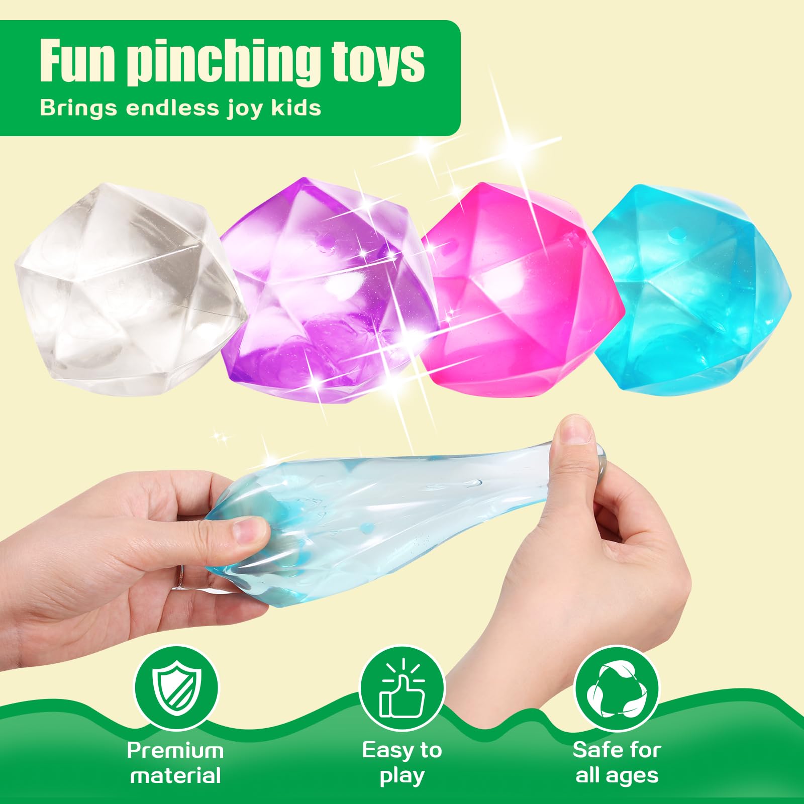 2.45 Inch White Stress Cube Squishy Ball - Diamond Malt Sugar Fidget Toy for Adults & Kids Age 3+ - Square Hand Exercise Sensory Relief - Perfect for Office, School & Anxiety Relief