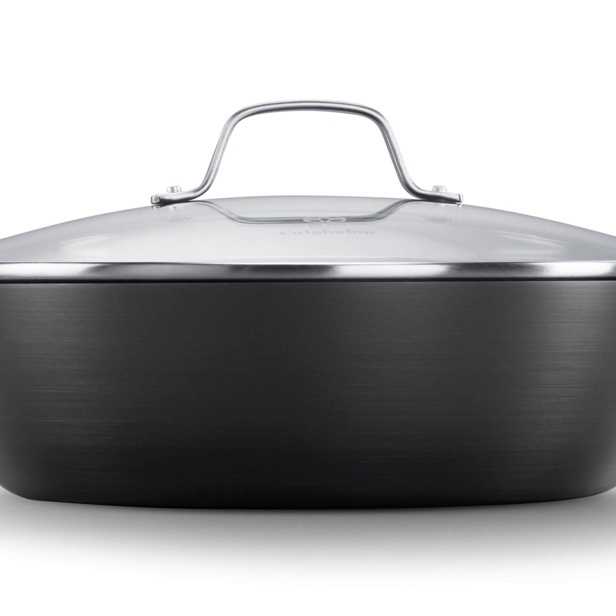 Calphalon Classic Nonstick 12-Inch Jumbo Fryer Omelet Pan with Cover - Gray Cookware for Professional & Home Chefs - Perfect for Frying, Omelets, Pancakes & Stir-Frying