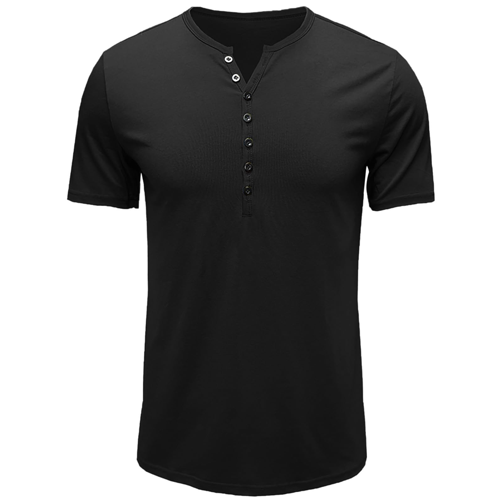 Men's Slim Fit Cotton Henley Shirts - Short Sleeve Summer T-Shirts for Work & Casual Wear | Breathable Comfort Shirt for Dads & Guys | Perfect for Outdoor Activities, Office & Weekend Outings