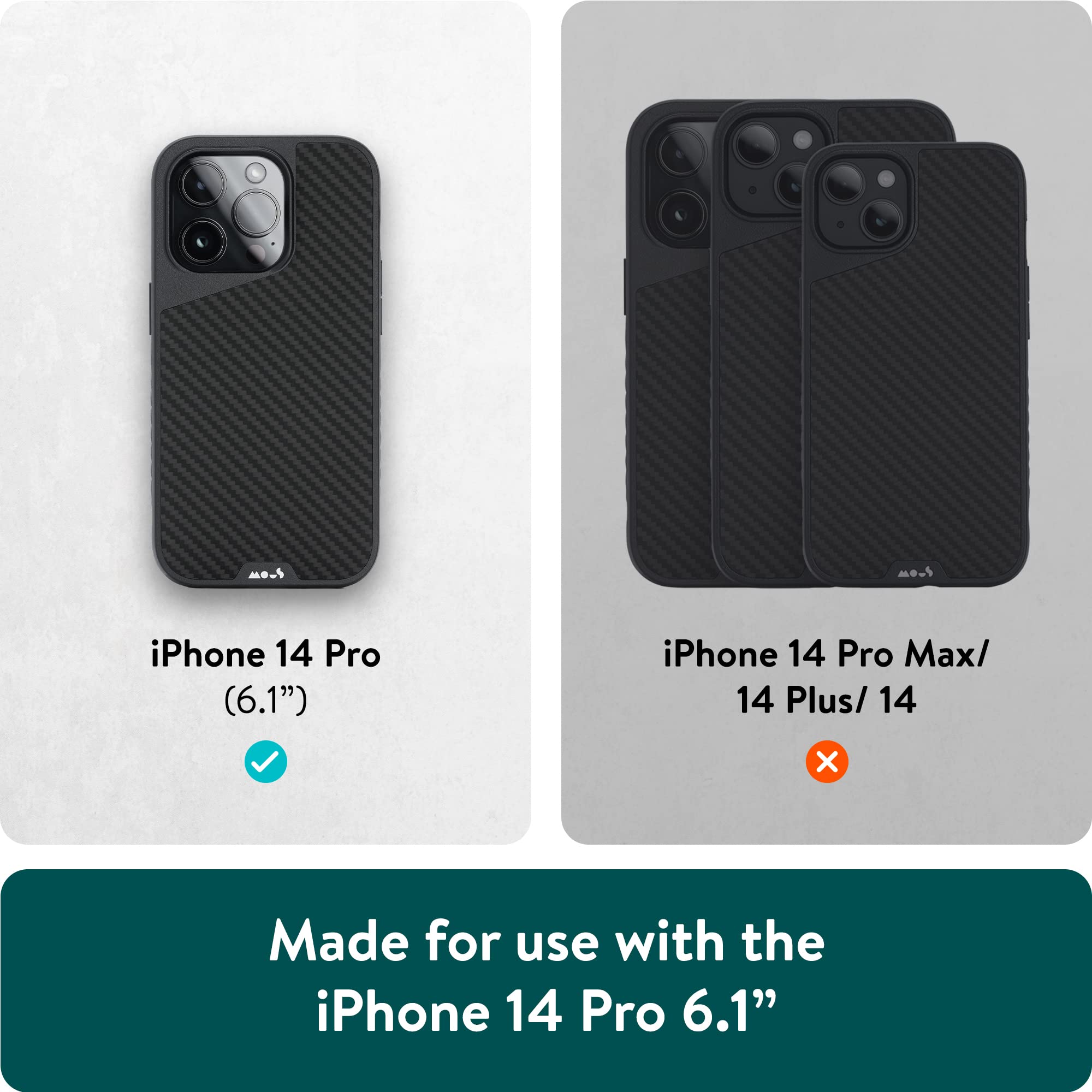 Mous Carbon Fiber iPhone 14 Pro Case - Limitless 5.0 Protective Cover with MagSafe Compatibility | Shockproof Phone Case for Everyday Protection & Outdoor Adventures