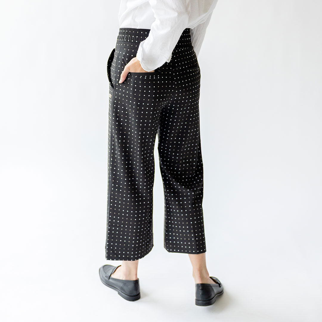 Audrey Wide Leg Pants with Polka Dot Print - Stylish High Waisted Palazzo Pants for Women | Perfect for Office, Casual Outings & Special Occasions