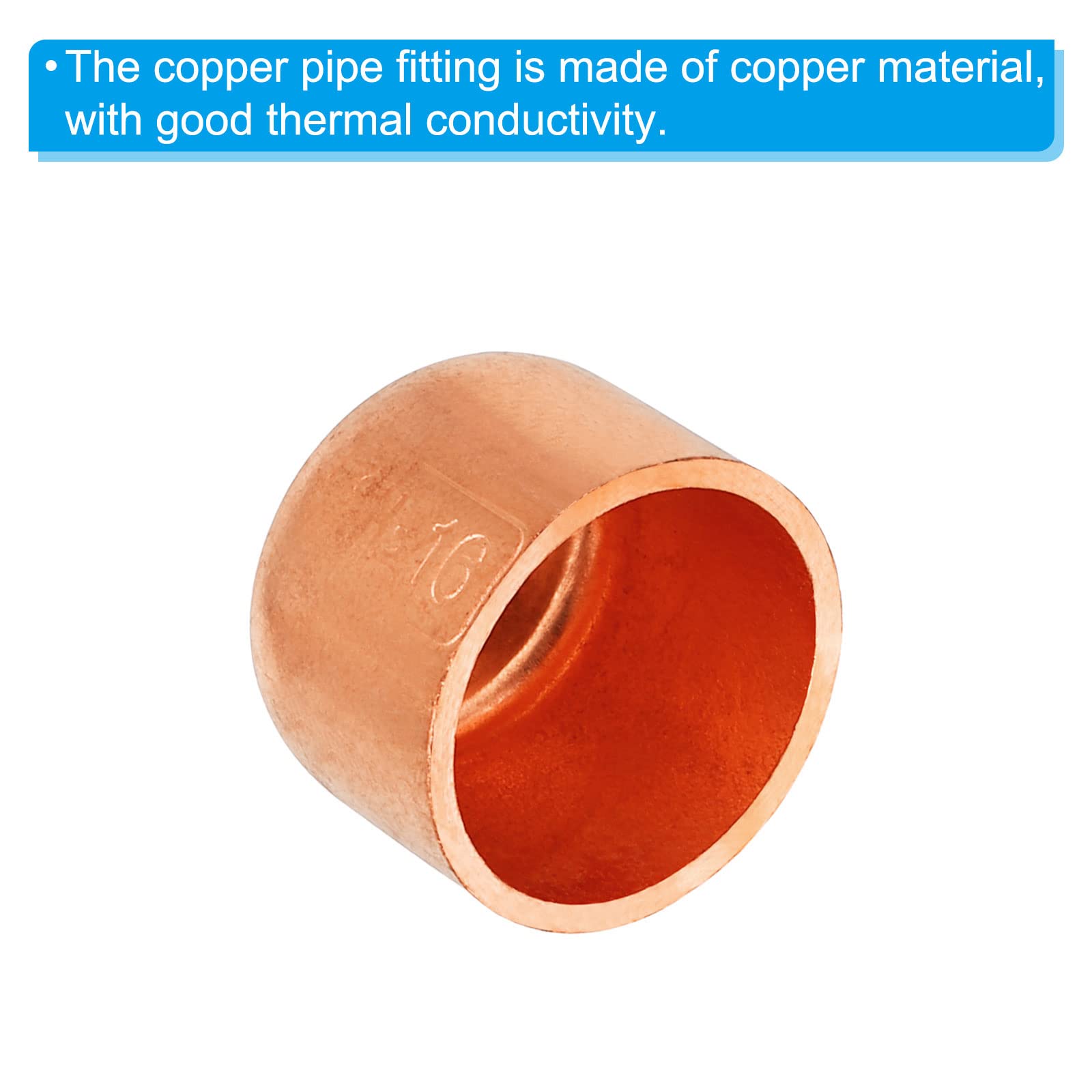 5/8 Inch ID Copper Pipe End Cap - PATIKIL Sweat Plug Solder Fitting for Plumbing, HVAC & AC Systems - Perfect for Pipe Sealing, Repair & Maintenance in Home, Commercial & Industrial Applications