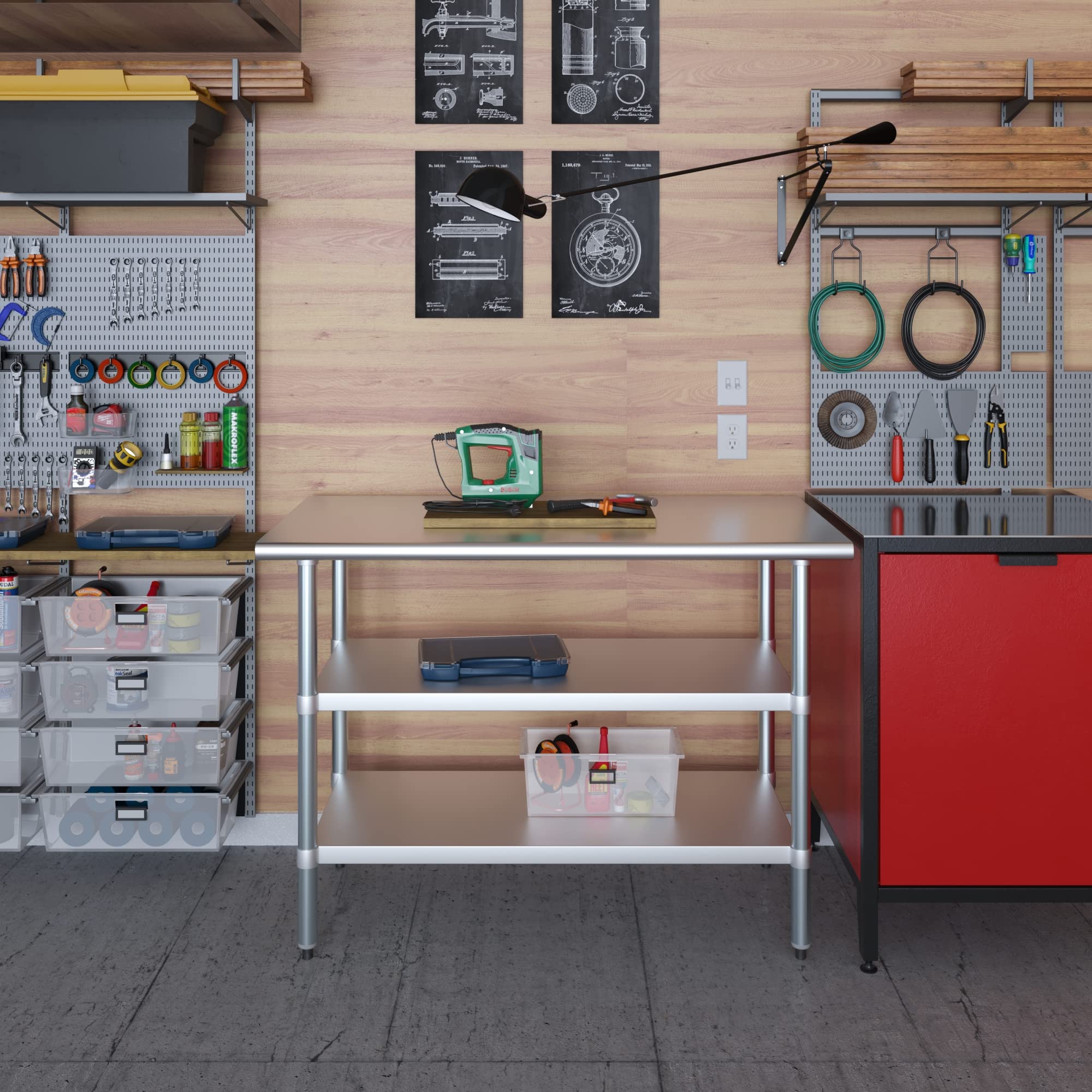 Stainless Steel Work Table with 2 Shelves - 48