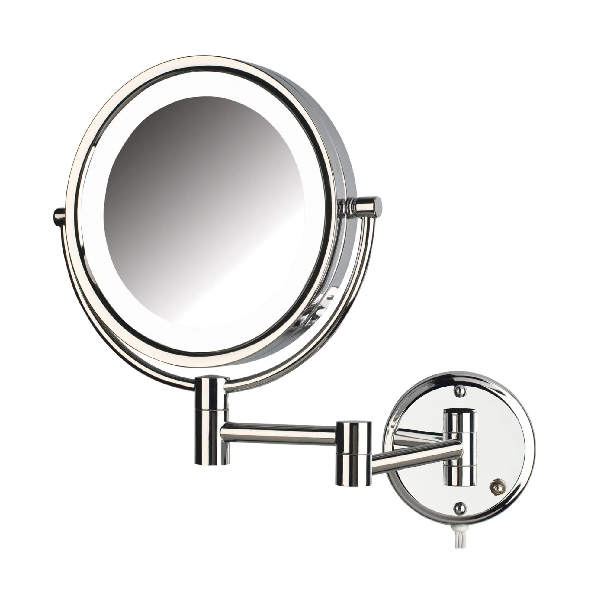 JERDON Wall-Mounted LED Makeup Mirror with 8X Magnification - Chrome Vanity Mirror with Adjustable Lights for Perfect Makeup Application - Ideal for Bathroom, Bedroom & Dressing Room
