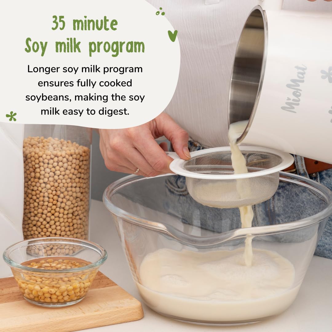 **Automatic Soy Milk Maker Machine - 43oz Homemade Fresh Soy Milk in 7 Minutes, Works with Dry & Soaked Beans, 304 Stainless Steel Interior - Perfect for Breakfast, Healthy Drinks & Vegan Lifestyle**
