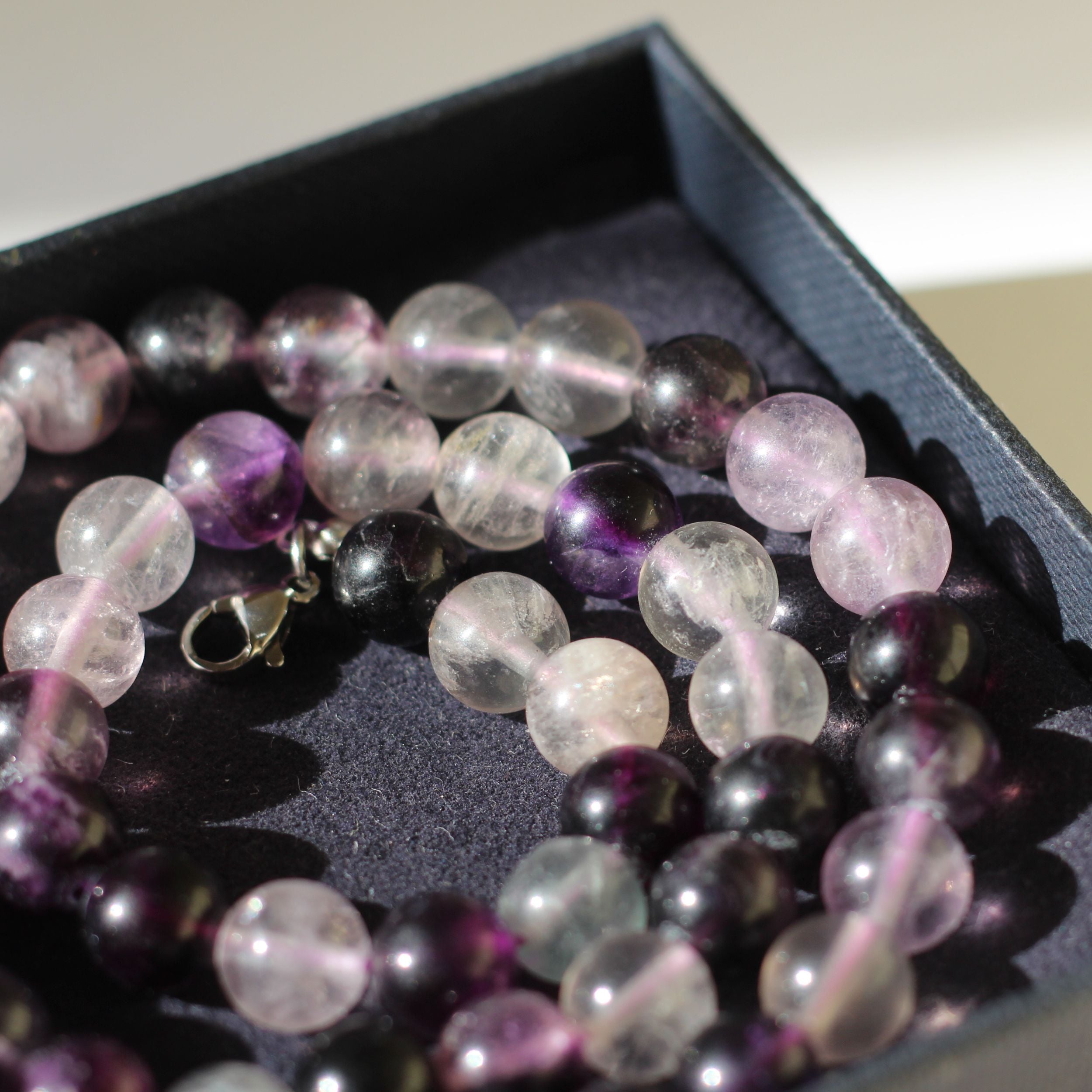 Purple Fluorite Beaded Necklace for Women - Natural Healing Crystal Jewelry for Chakra Balancing & Positive Energy - Perfect for Meditation, Yoga & Spiritual Gifts