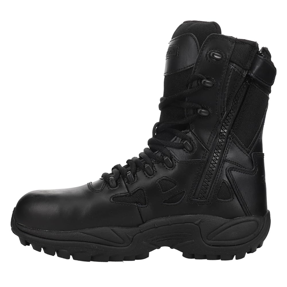 Reebok Work Men's RB8874 Rapid Response 8-Inch Composite Toe Tactical Boot with Side Zipper - Black (Size 11.5) | Durable Safety Shoes for Construction, Warehouse & Outdoor Work