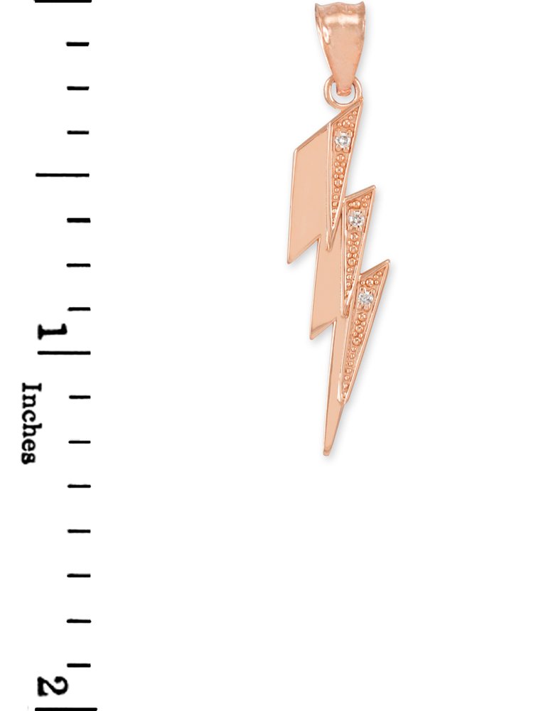 10k Rose Gold Diamond Lightning Bolt Pendant Necklace for Women - Elegant Jewelry Gift for Birthday, Anniversary & Special Occasions
