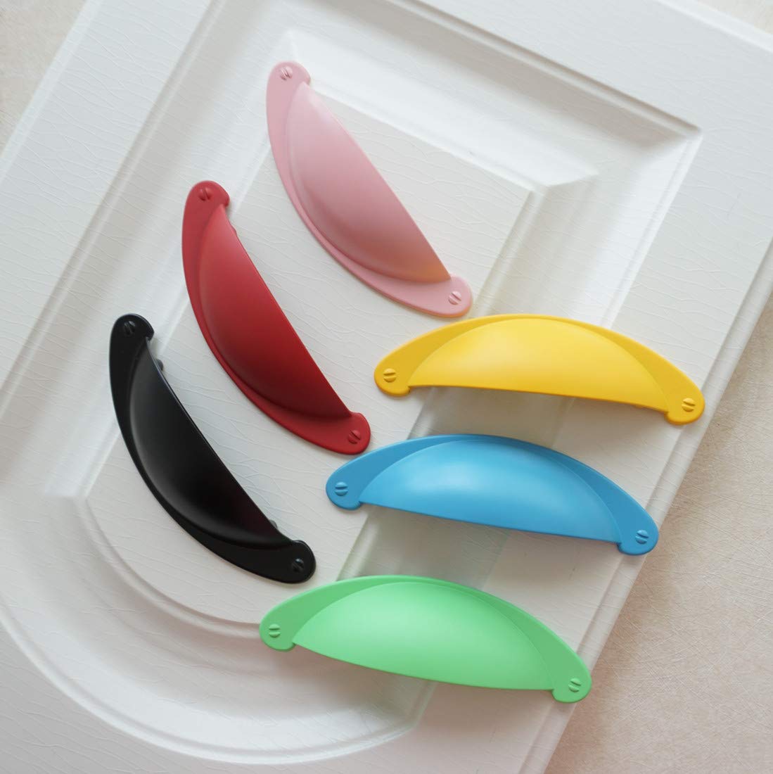 LBFEEL 3 Inch Green Cabinet Knobs - 76mm Drawer Pulls Handles for Dresser, Cupboard & Kids Furniture (Set of 6) - Durable Hardware in Blue, Yellow, Red, Pink, Black & Green - Perfect for Nursery, Bedroom & Kitchen Cabinets
