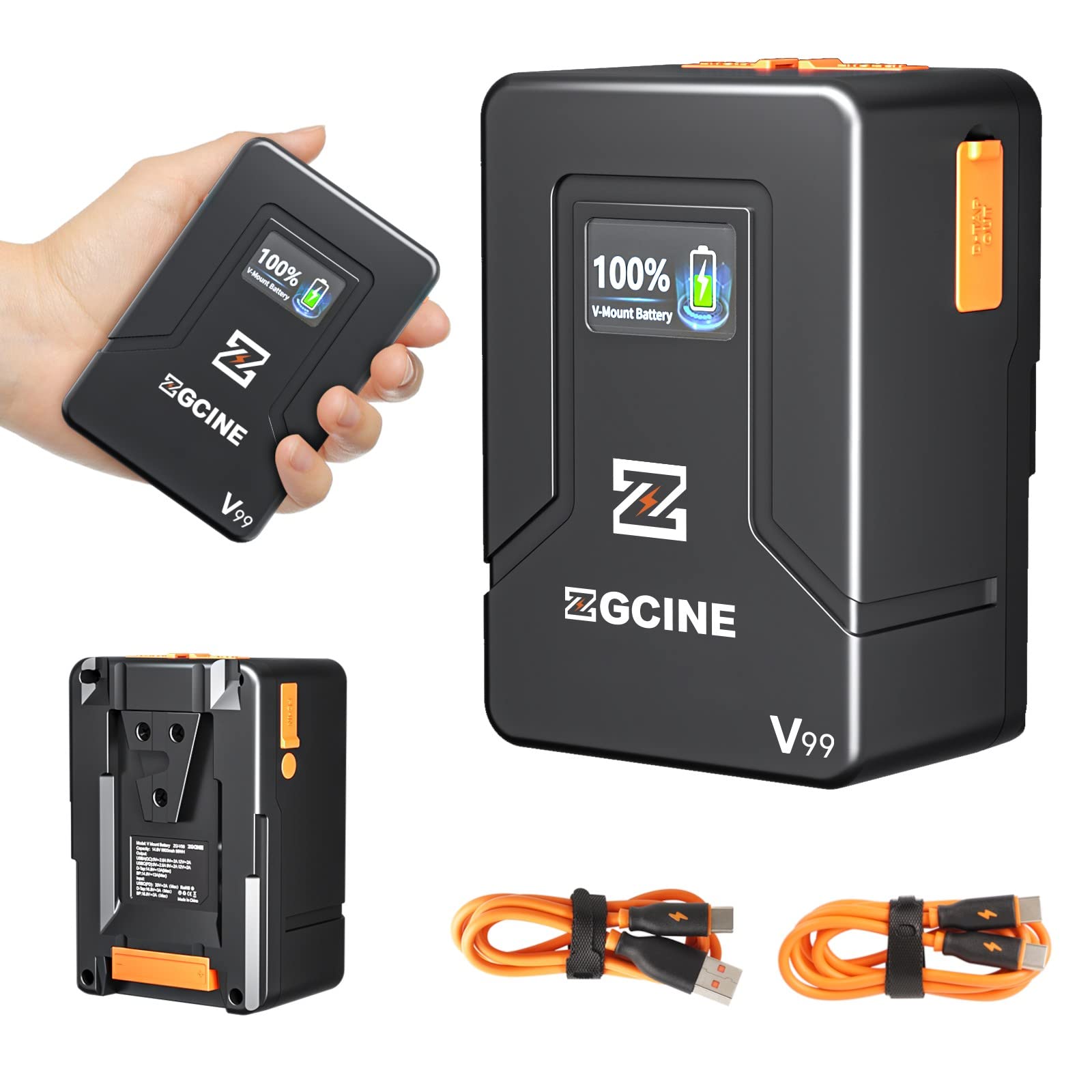 EACHSHOT ZGCINE ZG-V99 V2 Upgraded Mini V-Mount Battery 99Wh 14.8V 6800mAh with PD USB-C 45W Charger | D-TAP, USB-C, USB-A Outputs for BMPCC 4K/6K Pro, ZCAM, Canon EOS R5C, Sony FX3 | Perfect for Cinema Cameras, DSLRs & On-Location Shooting
