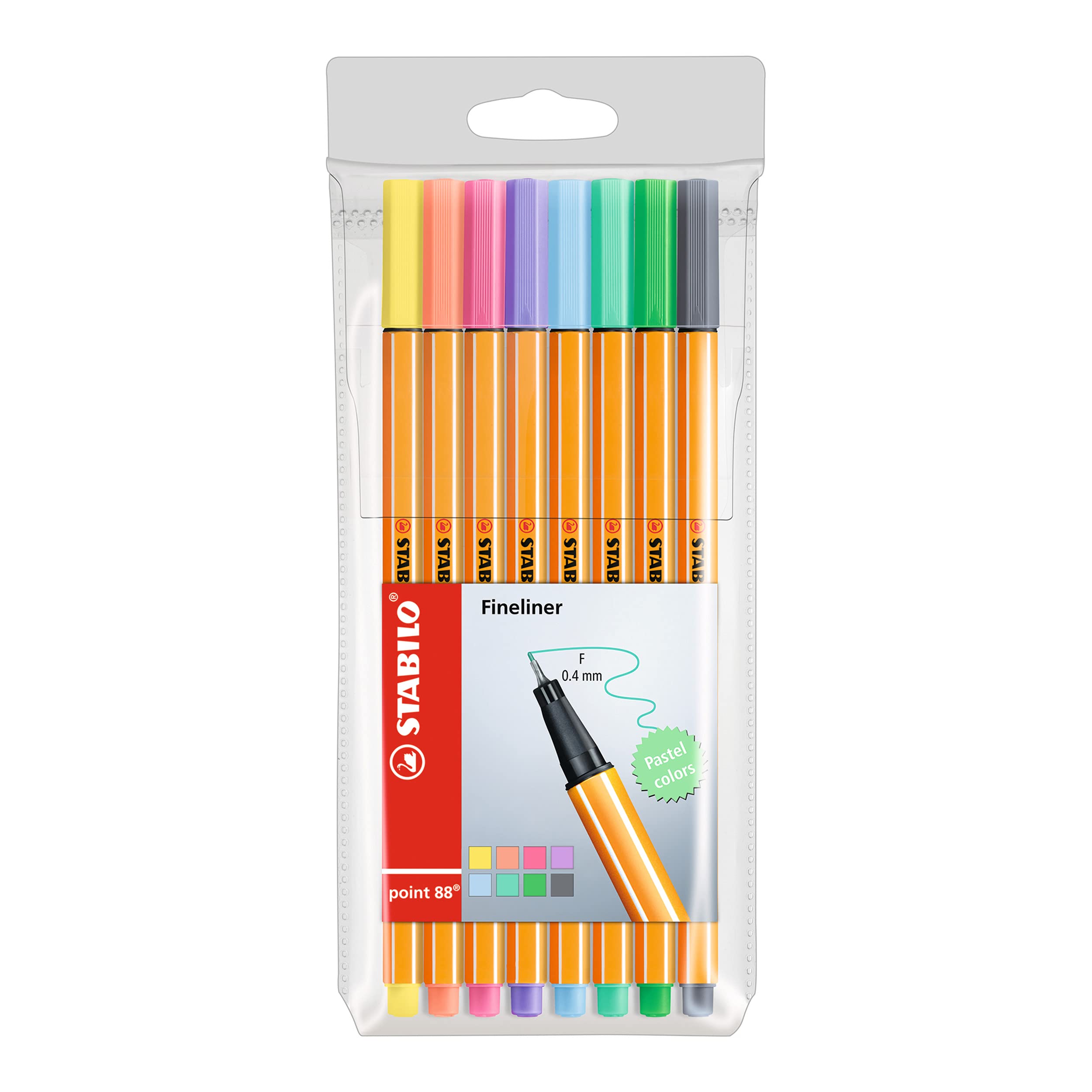STABILO Point 88 Fineliner Pen Set - 8 Pastel Colored Markers for Journaling, Note Taking & Art Projects | Perfect for Bullet Journals, Coloring Books & School Supplies