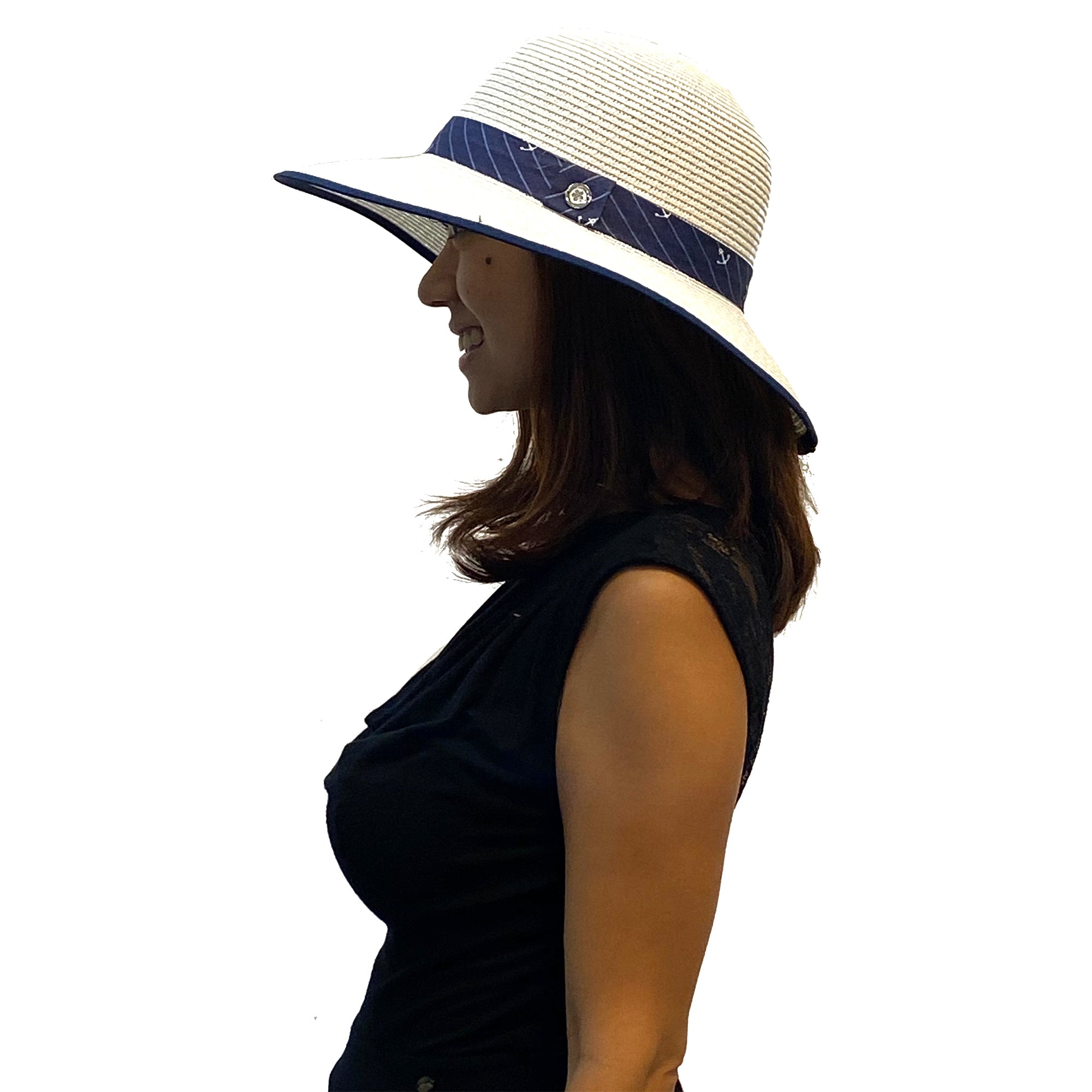 Round Marigold White Sun Hat for Women - Summer Beach Hat with Wide Brim for UV Protection, Outdoor Travel, Gardening, and Vacation Accessories
