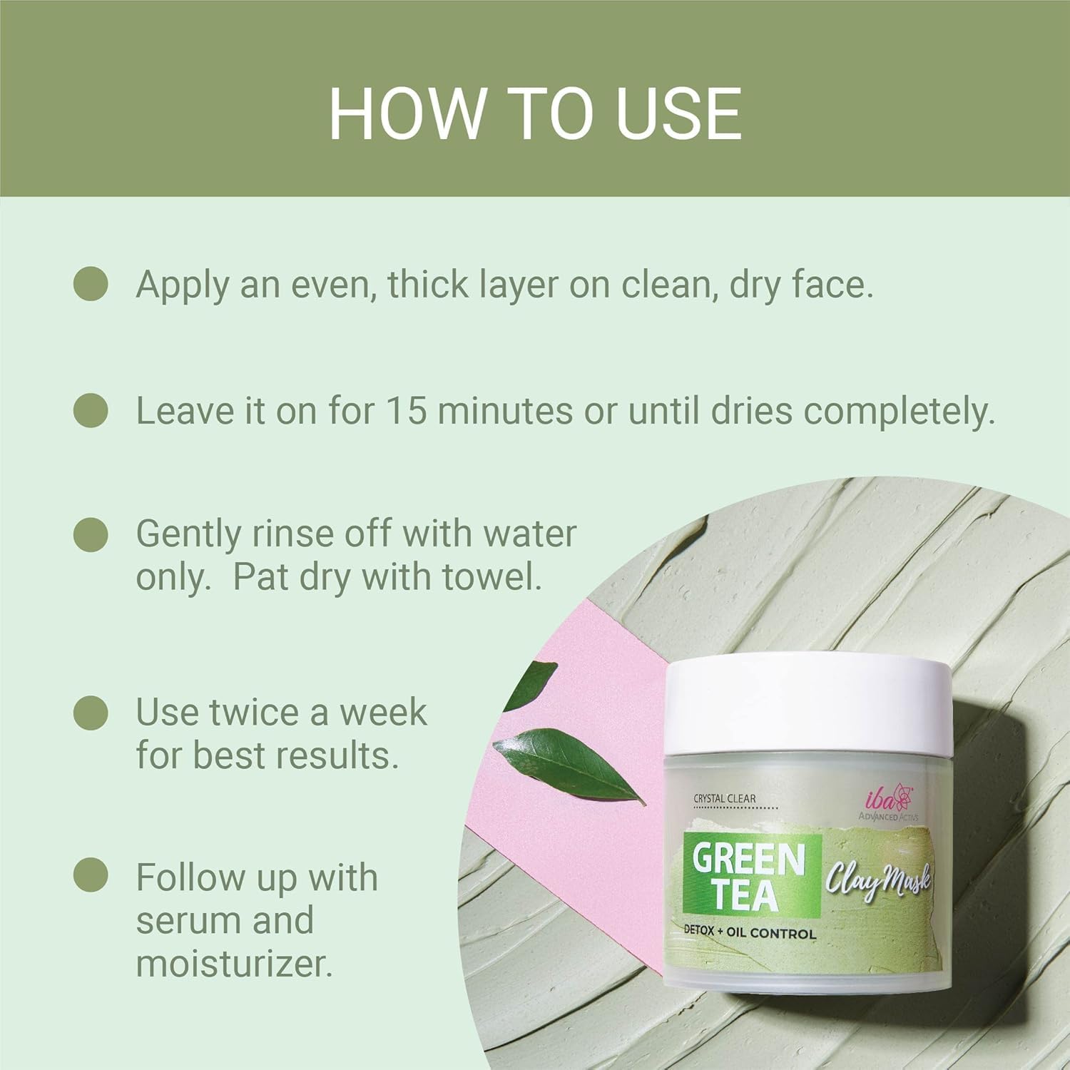 Premium Green Tea Face Mask for Oily & Acne-Prone Skin | Detoxifying & Oil Control Treatment | Deep Pore Cleansing | Halal Certified & Vegan | Perfect for Daily Skincare & Spa Nights