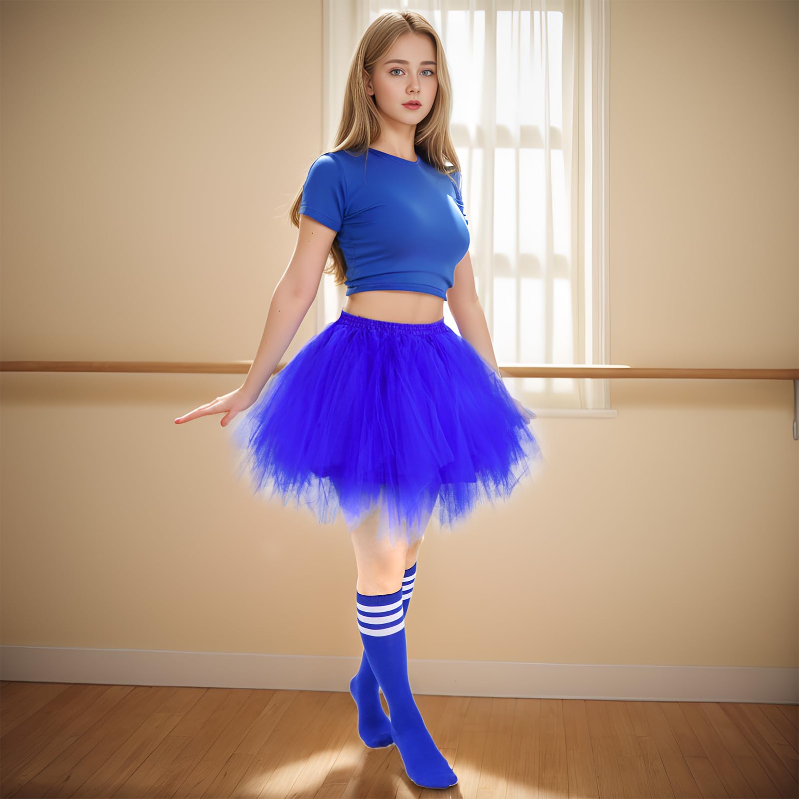 Layered Tulle Tutu Skirt with Tube Socks for Women - Elegant Ballet Dance Skirt Set for Performance, Photo Shoots & Cosplay