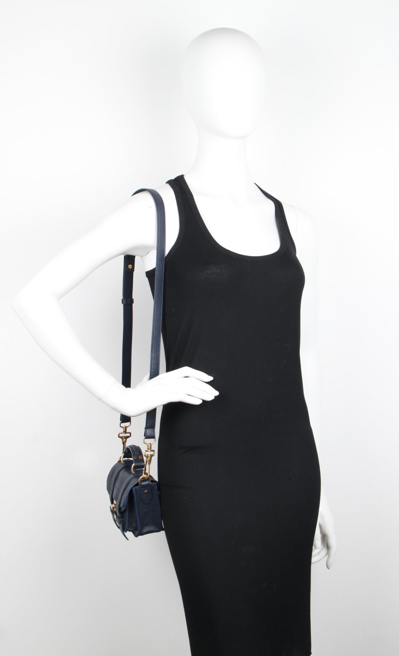 PS1 Micro Lux Crossbody Bag in Midnight Blue & Brass - Stylish & Compact for Everyday Use, Work, and Travel