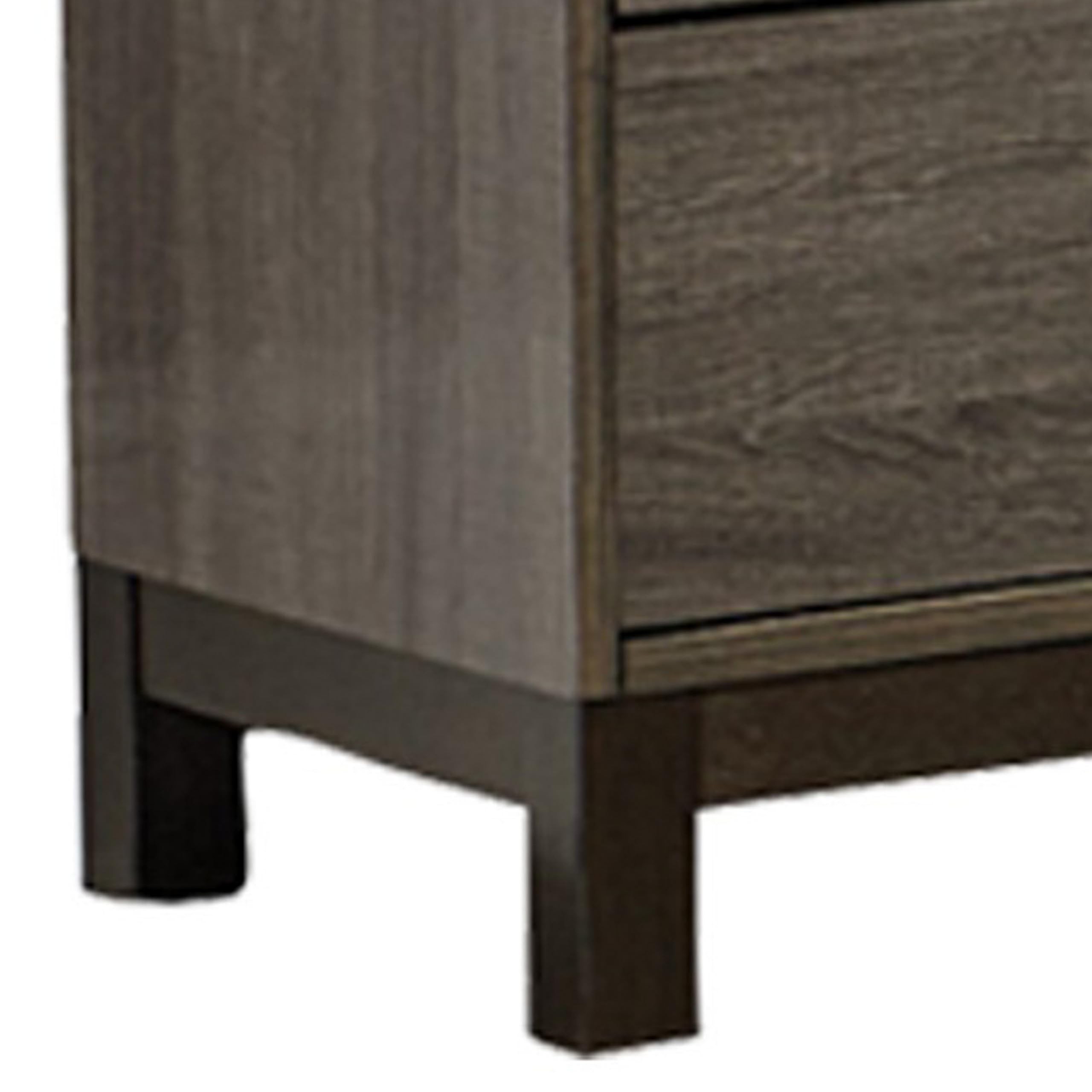 Benjara 2 Drawer Wooden Nightstand with Straight Legs - Gray and Brown Bedside Table for Bedroom, Living Room & Office